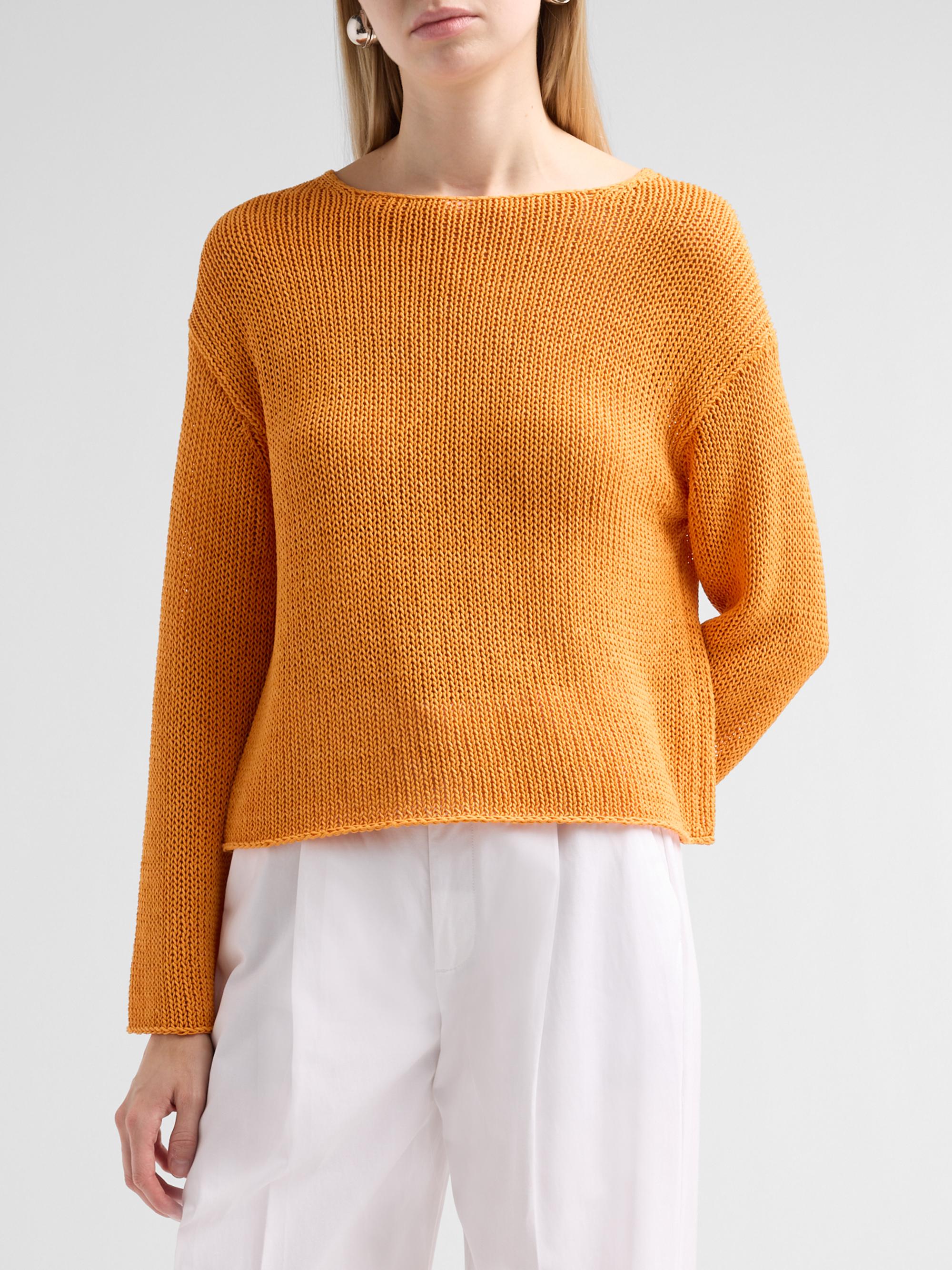 Vince Women's Coated Stretch-Cotton Knit Sweater - Tangerine | Thumbnail 4