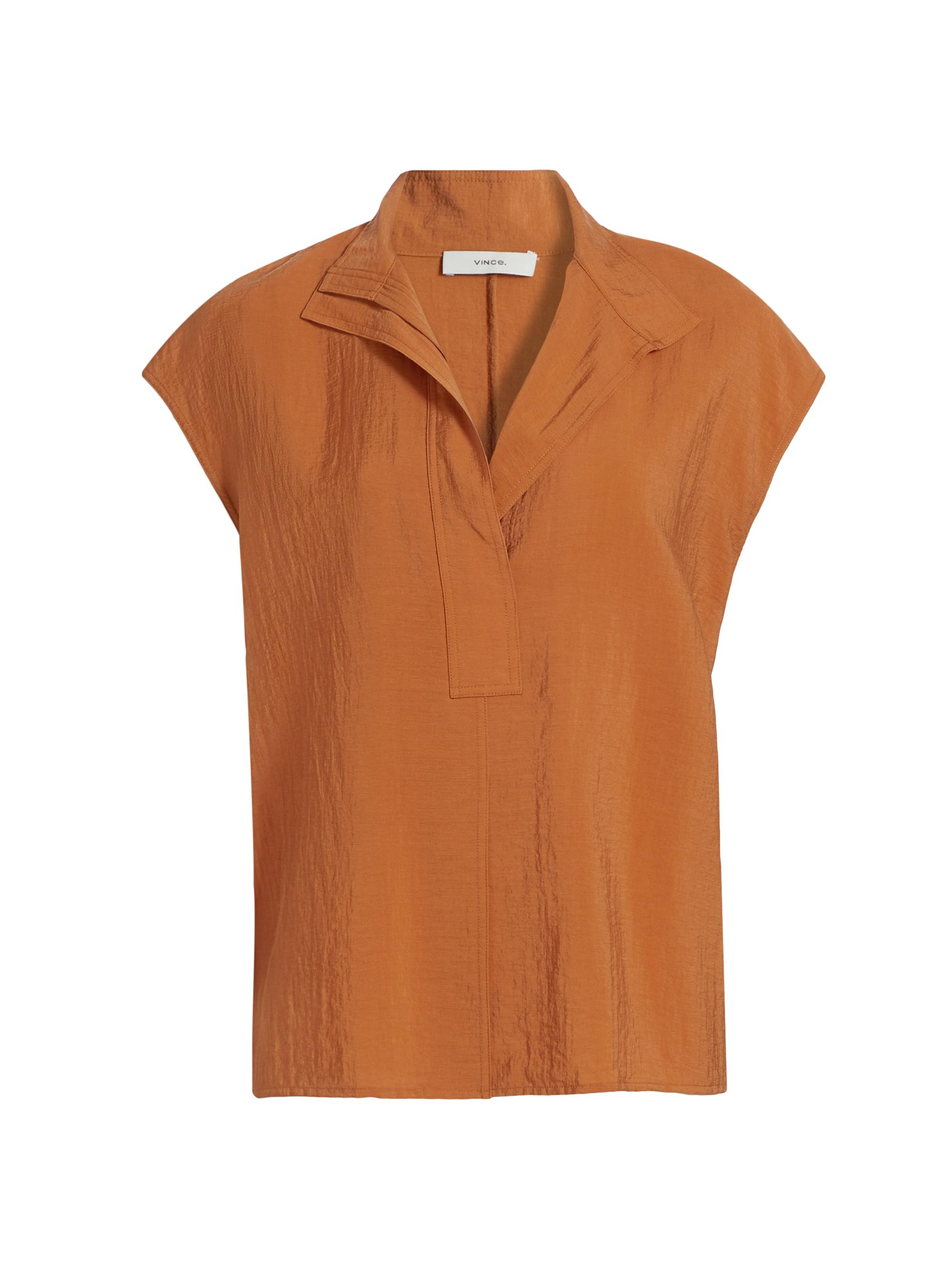 Vince Women's Open Collar Cap-Sleeve Blouse - Dusk Ember