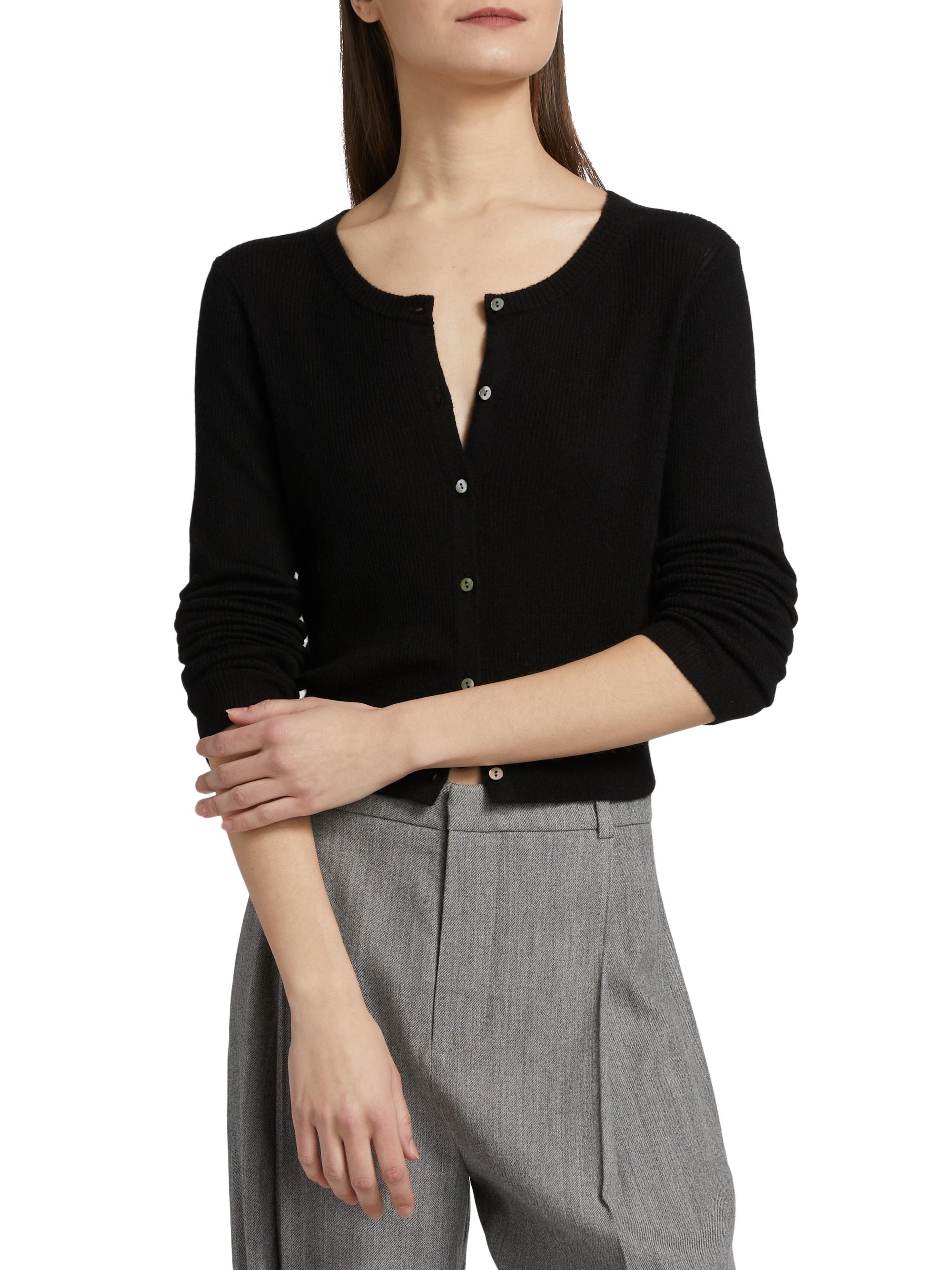 Vince Round Neck Cashmere-Silk Cardigan | Saks Fifth Avenue
