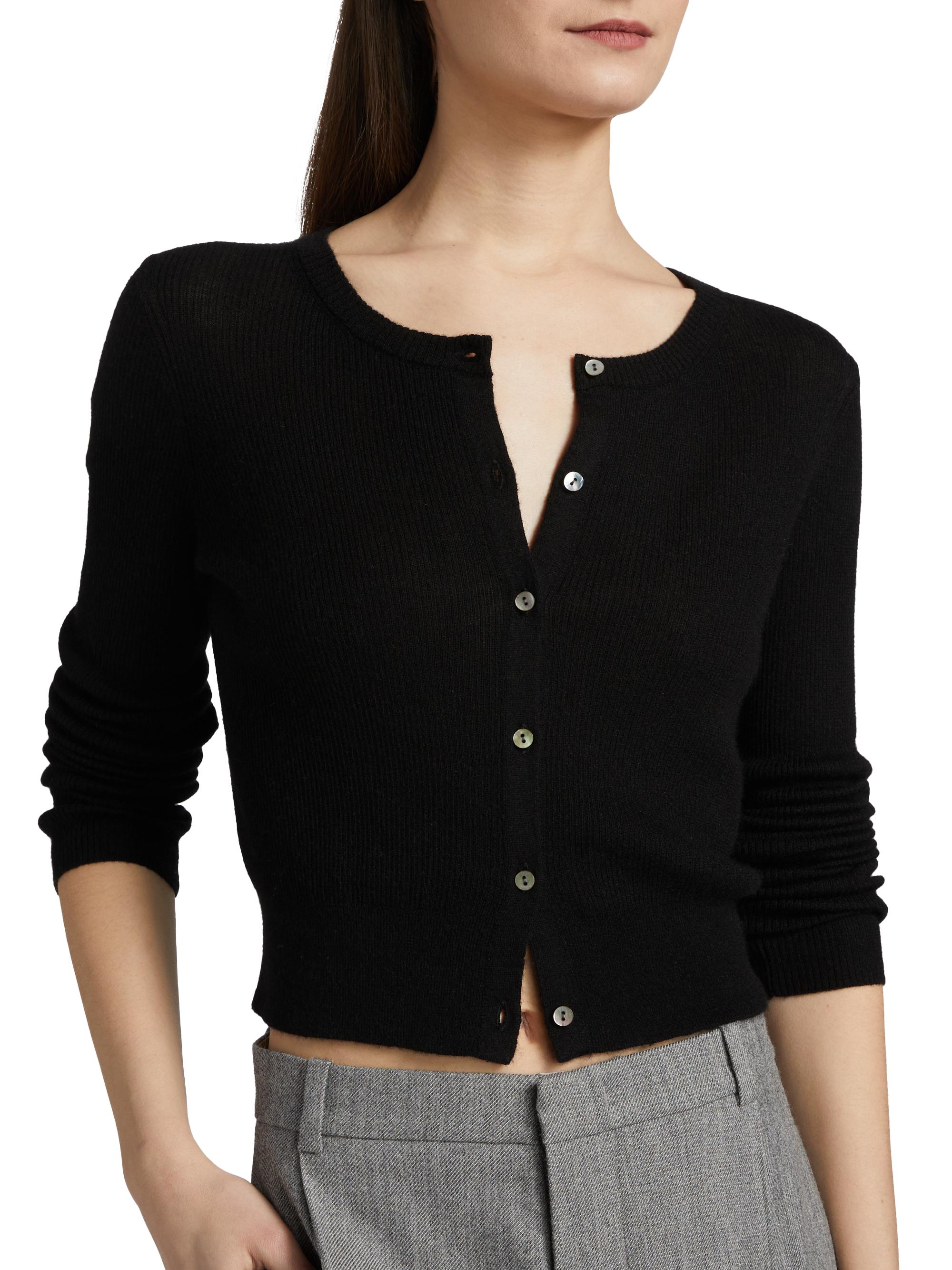 Vince Round Neck Cashmere-Silk Cardigan | Saks Fifth Avenue