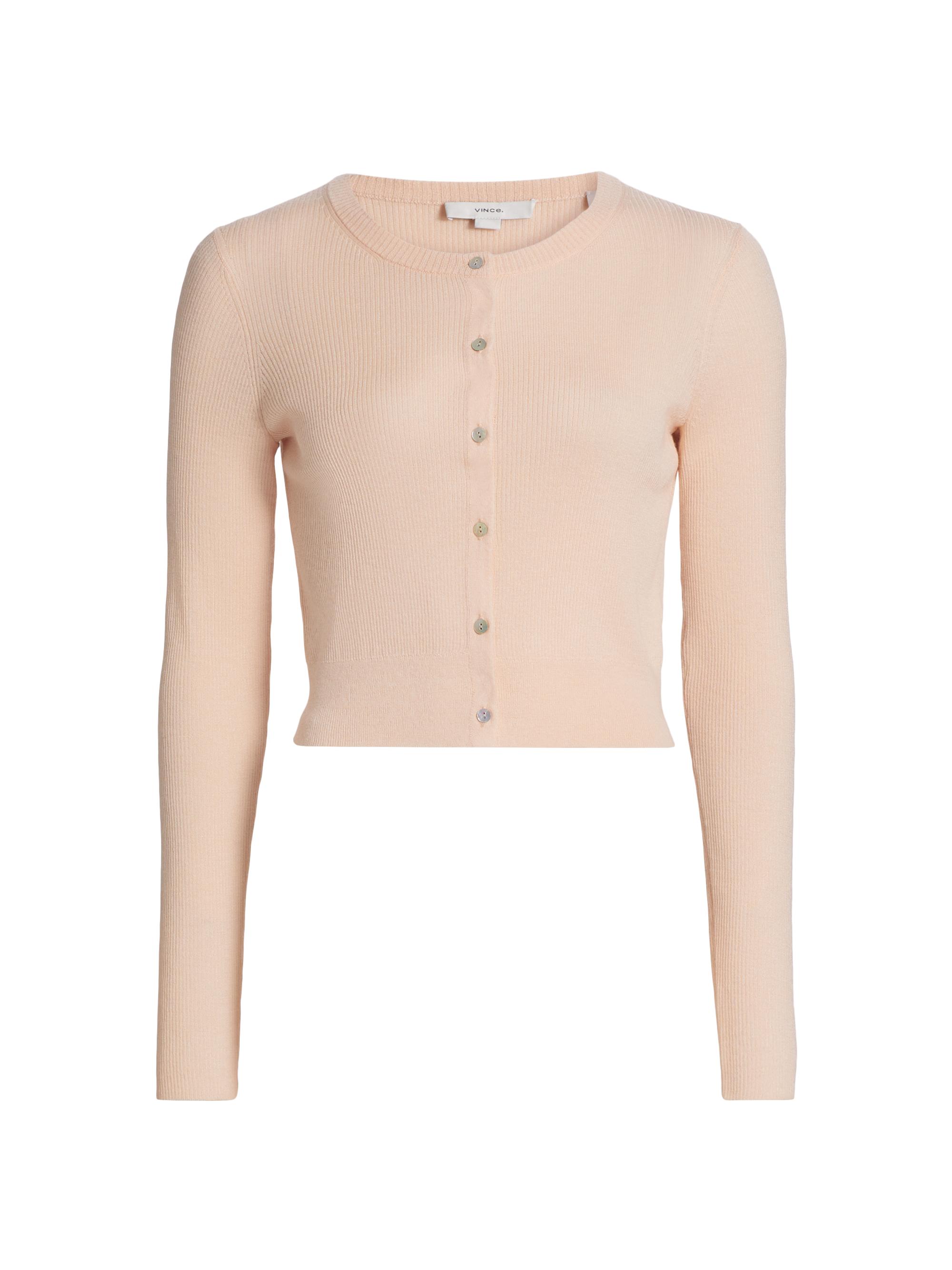 Vince Women's Round Neck Cashmere-Silk Cardigan - Rose Nectar