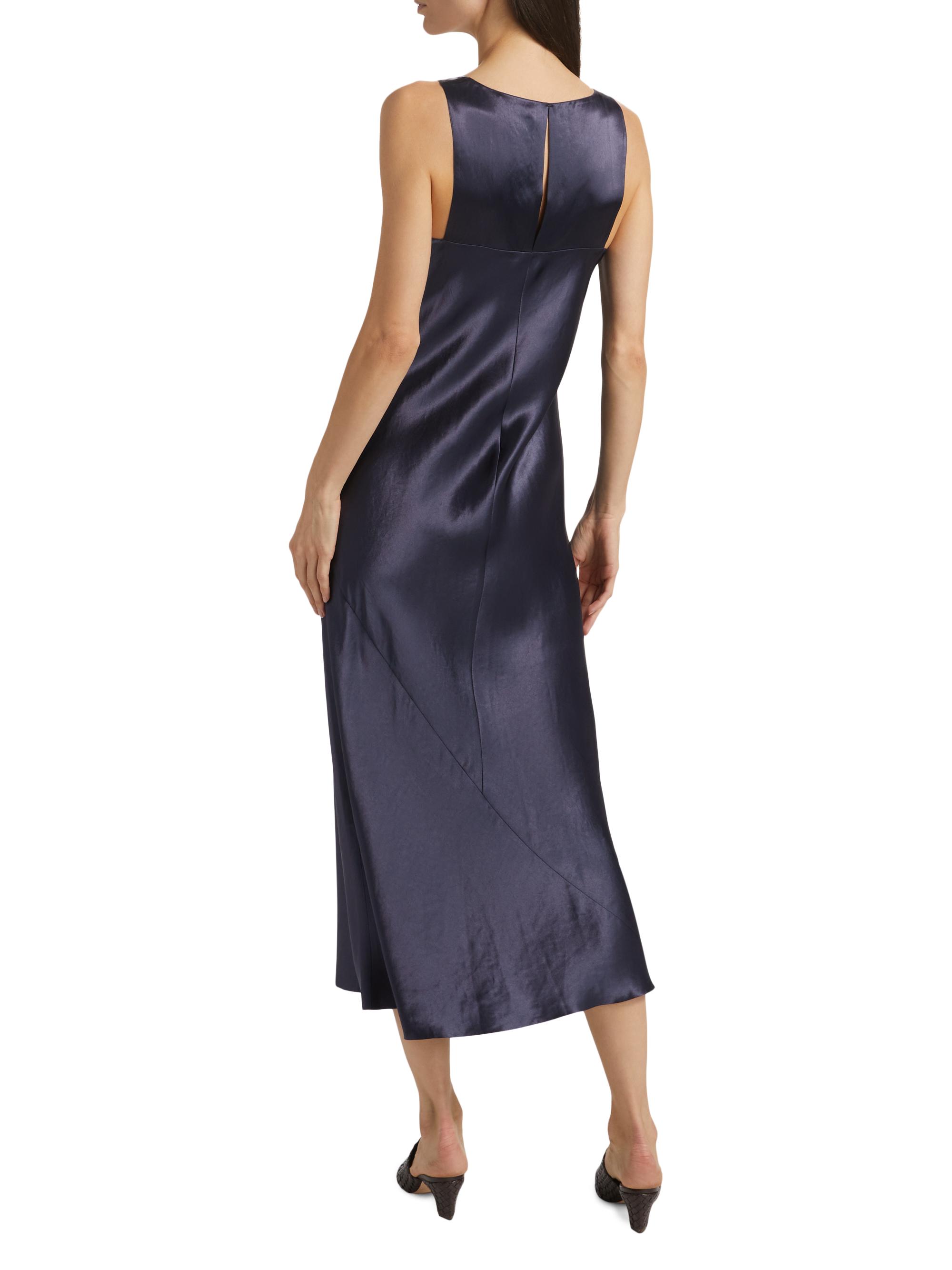 Women's Satin Bias Tank Dress, Night Lake, Size S | Vince