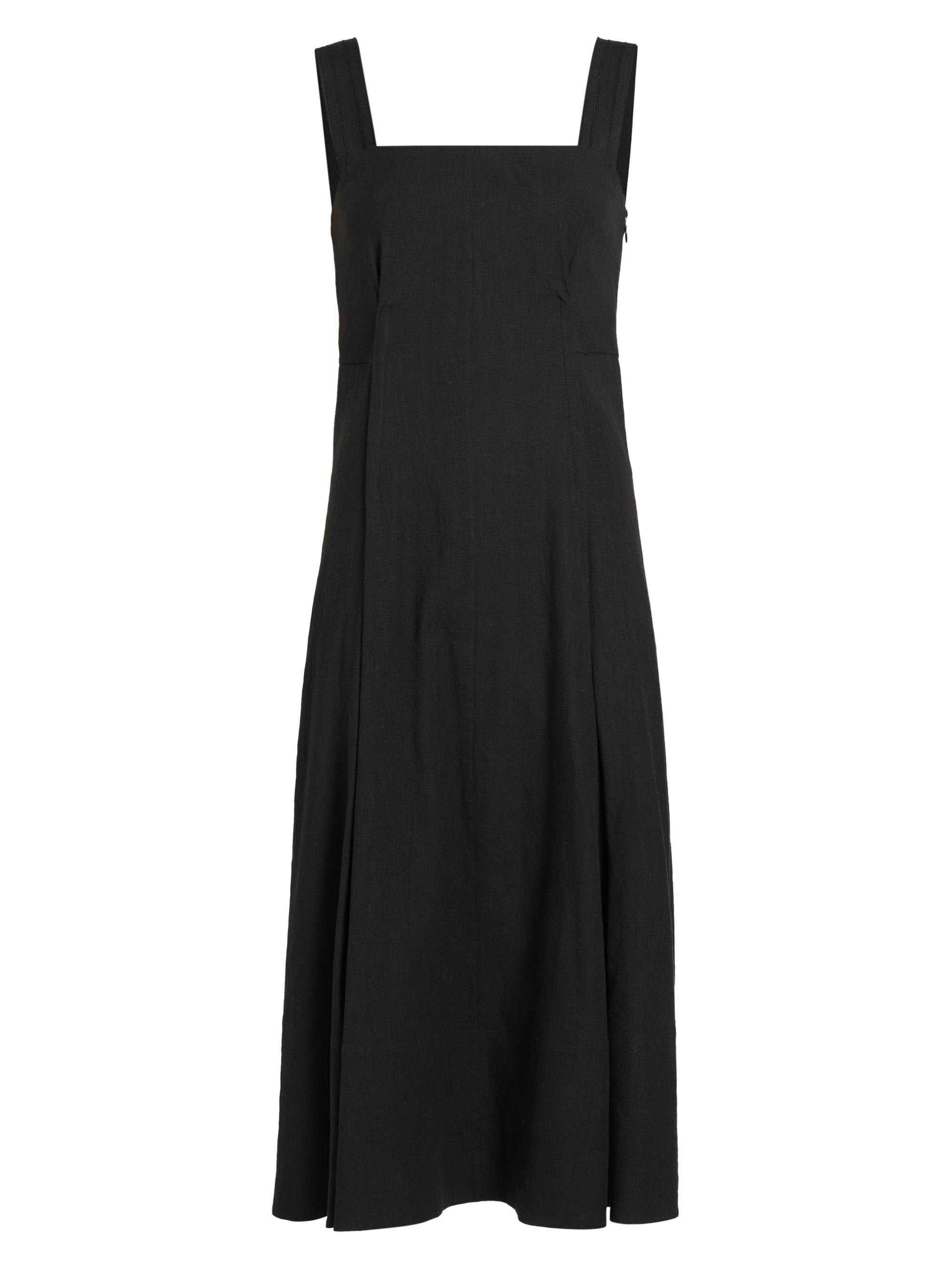 Vince Women's Linen-Blend Square Neck Tank Midi-Dress - Black