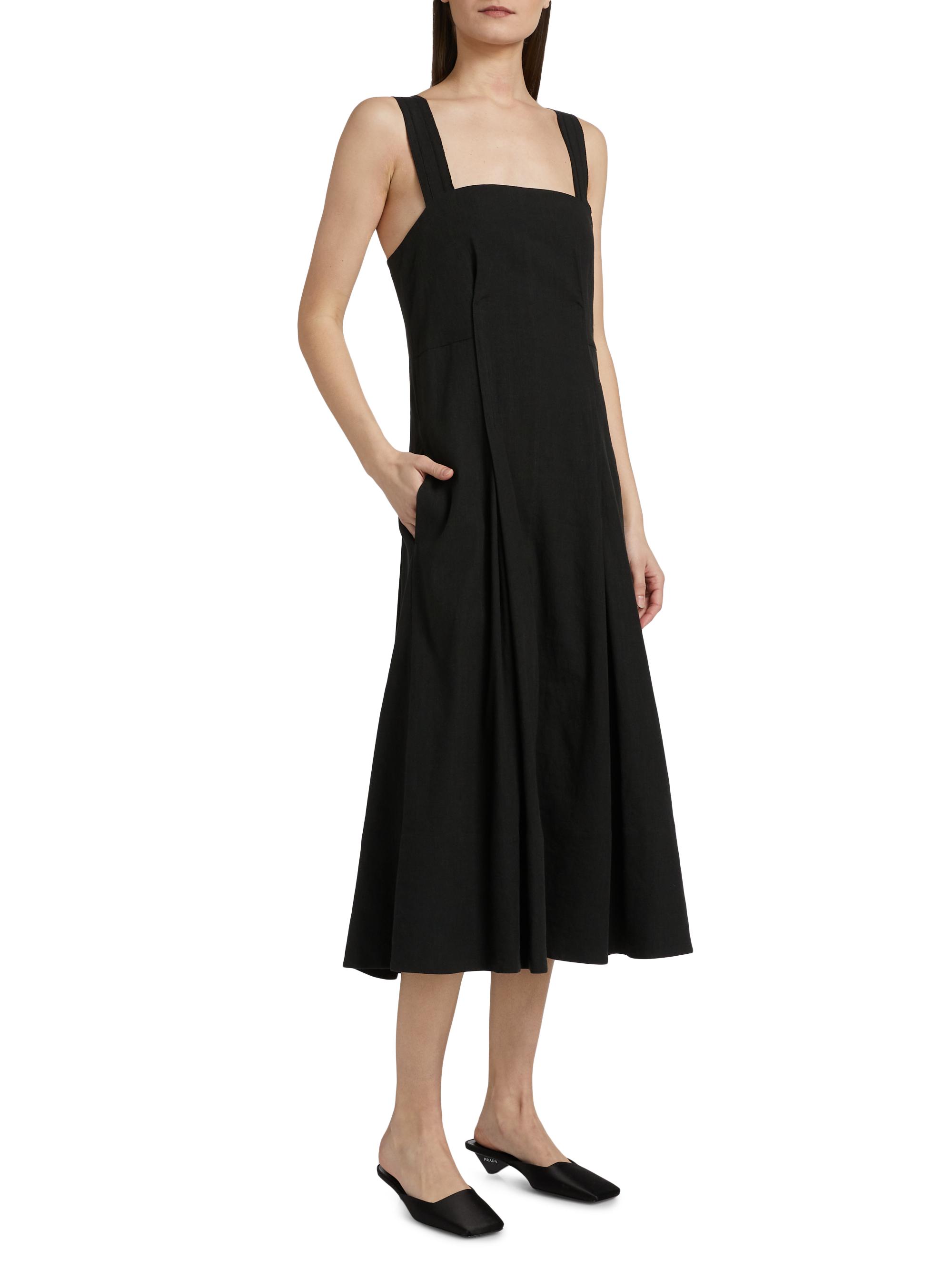 Vince Linen-Blend Square Neck Tank Midi-Dress | Saks Fifth Avenue