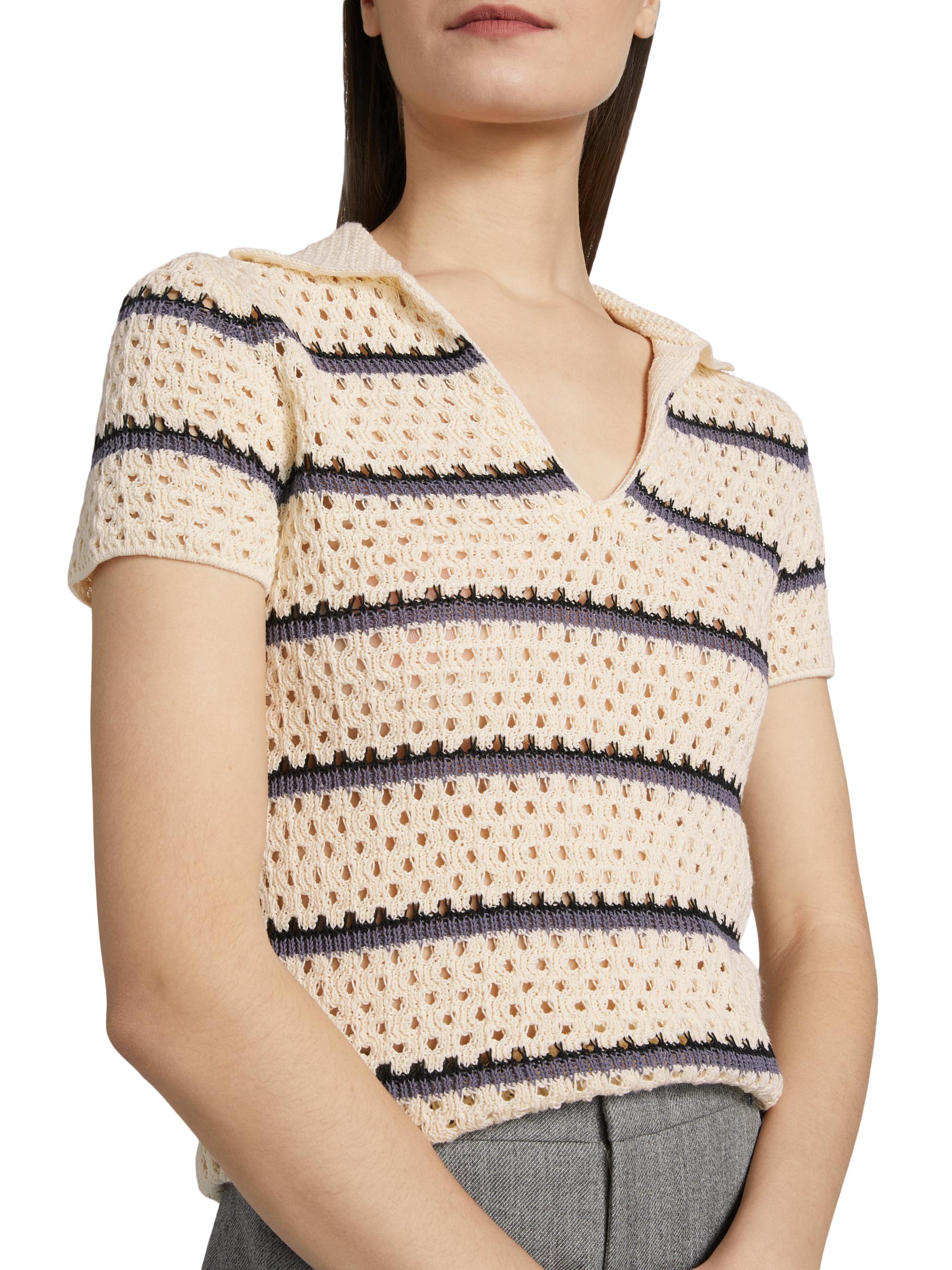 Vince Striped Macramé Open-Knit Polo Shirt | Saks Fifth Avenue