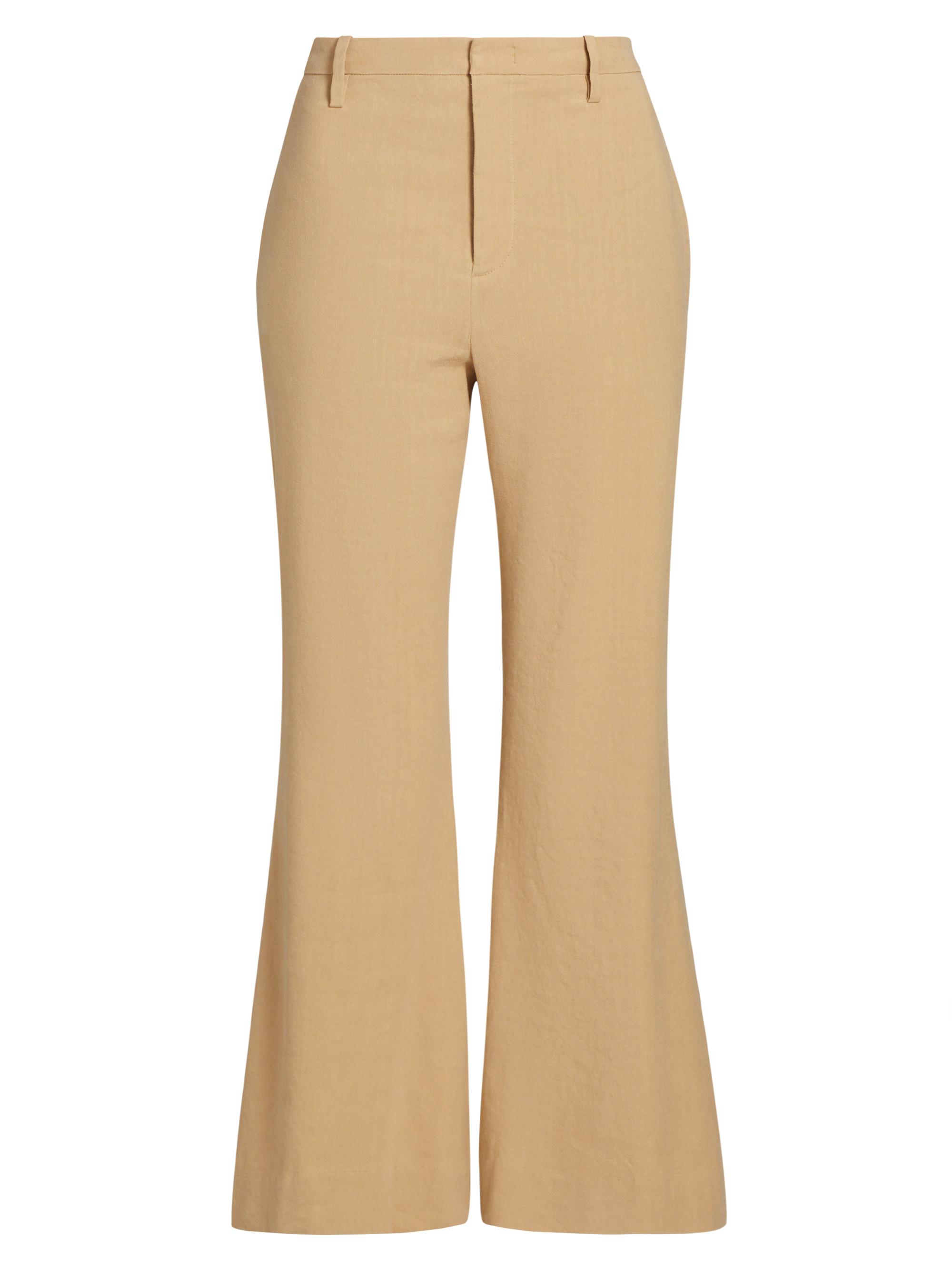 Vince Women's Stretch Linen Mid-Rise Crop Flare Trousers - Pale Nut