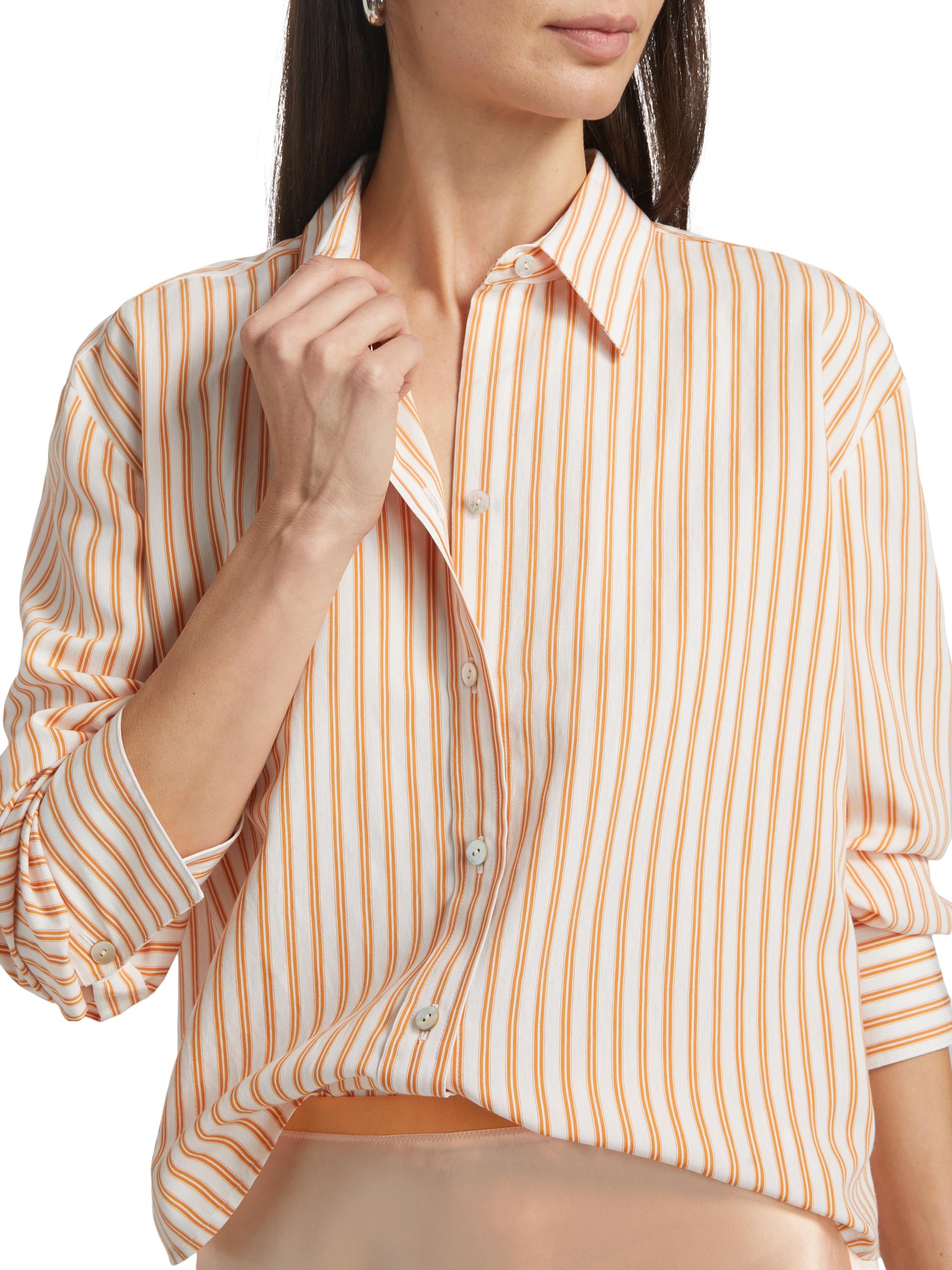 Vince Till Stripe Cropped Shirt | Saks Fifth Avenue