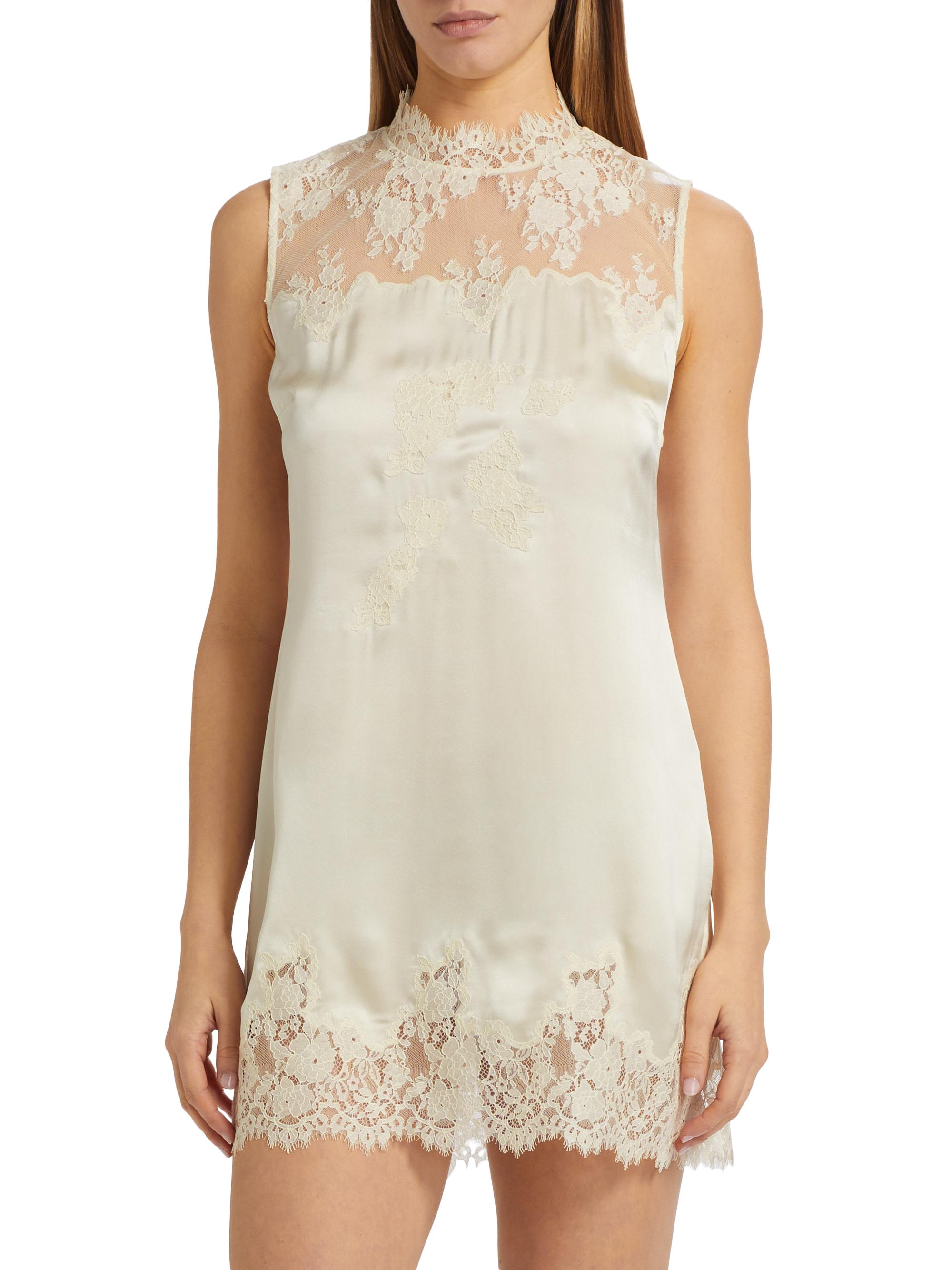 DEN Valeria Lace & Silk Minidress | Saks Fifth Avenue