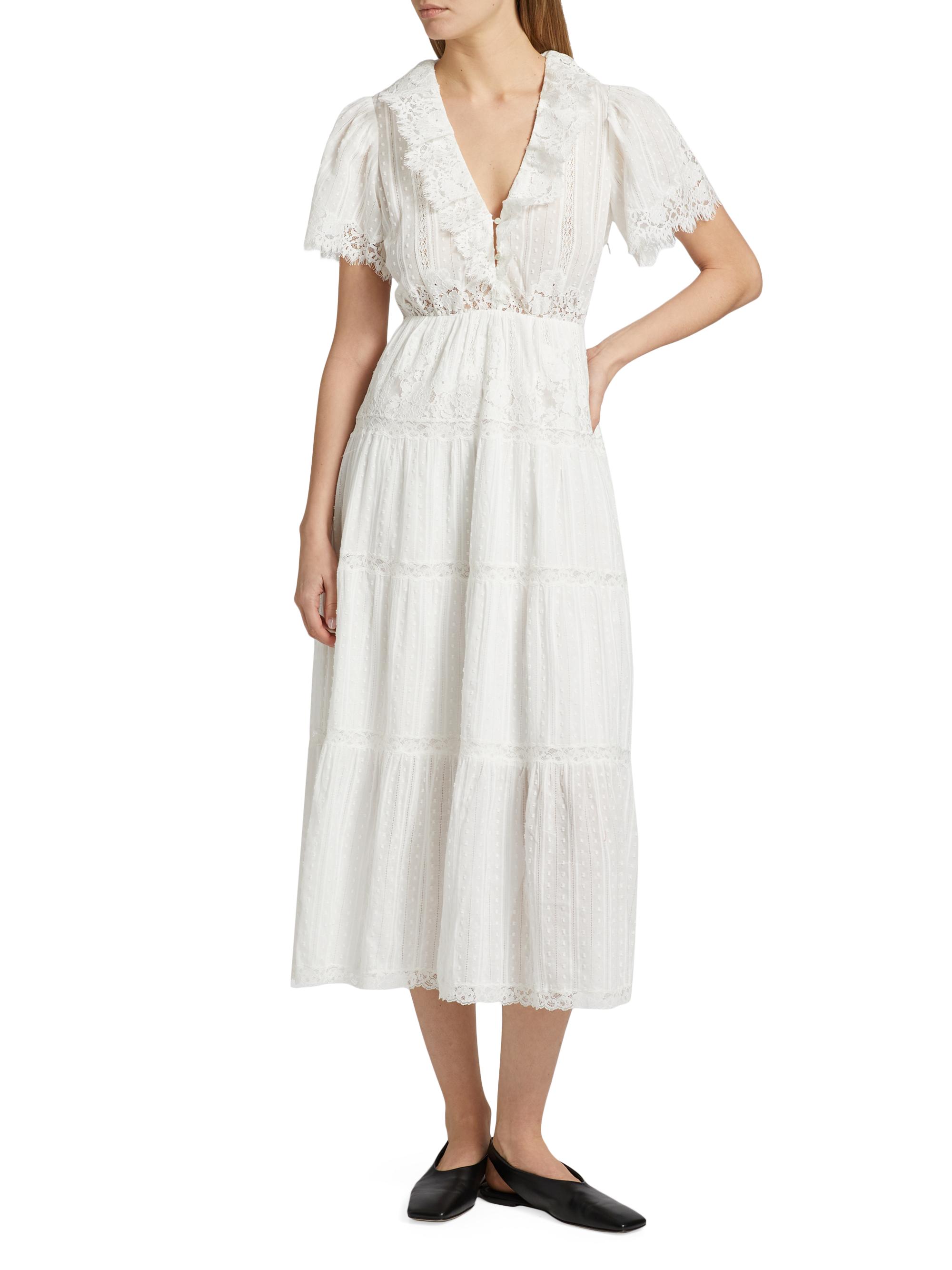 DÔEN Gabriella Lace Cotton Midi-Dress | Saks Fifth Avenue