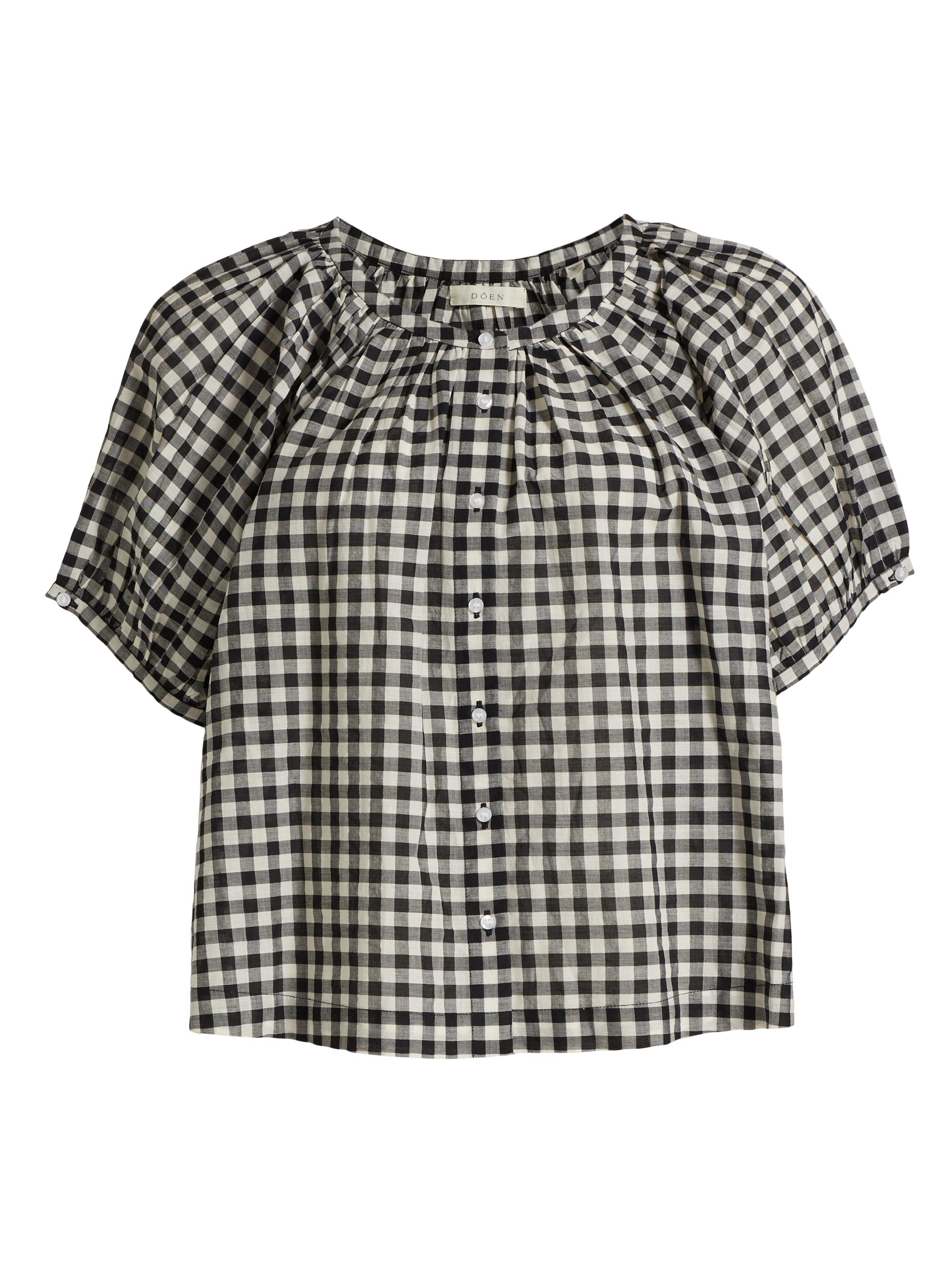 DÔEN Women's June Cotton Top - Noir Greta Gingham