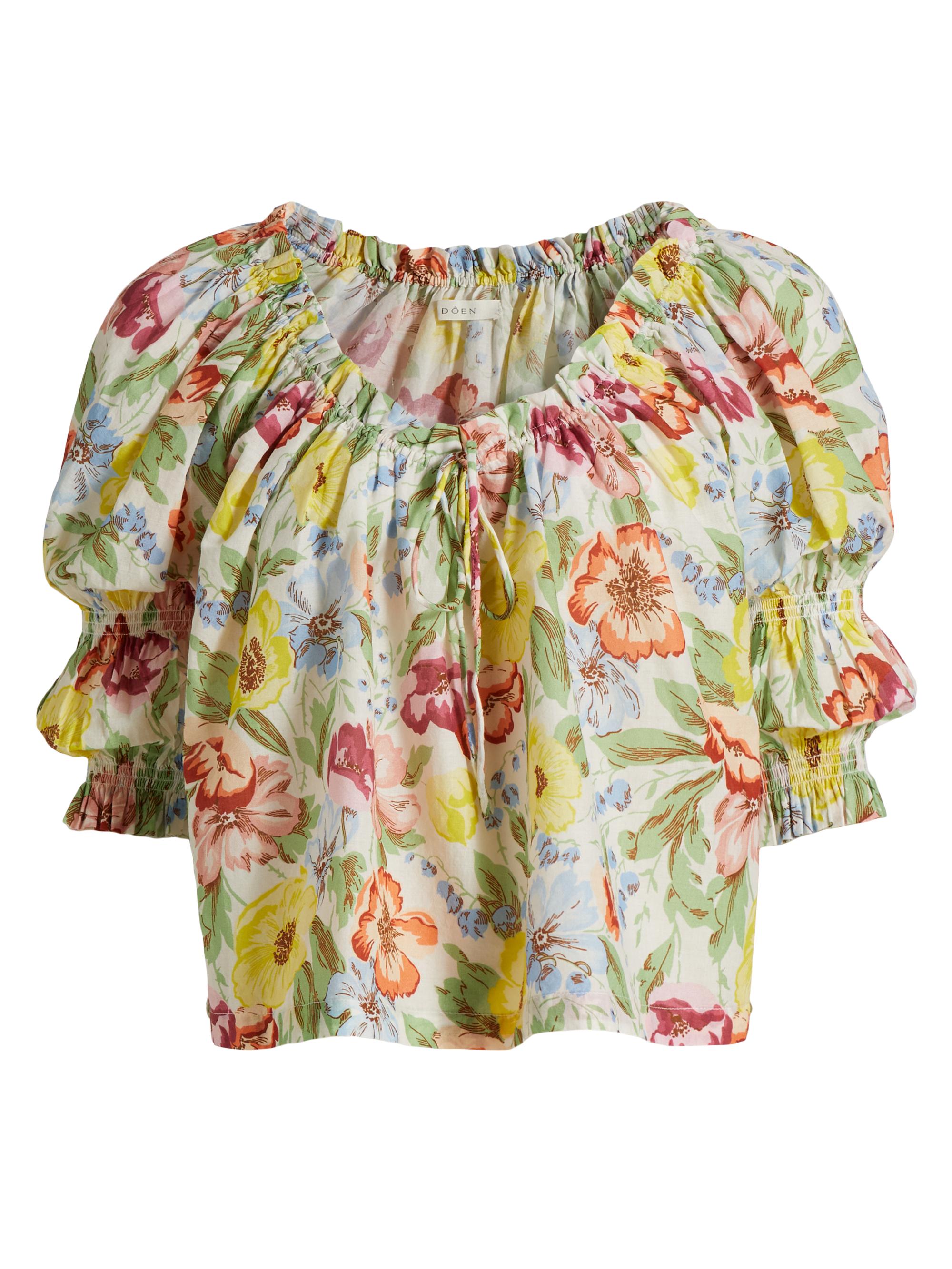 DÔEN Women's Inez Floral Cotton Top - Blanc Anemone Bloom