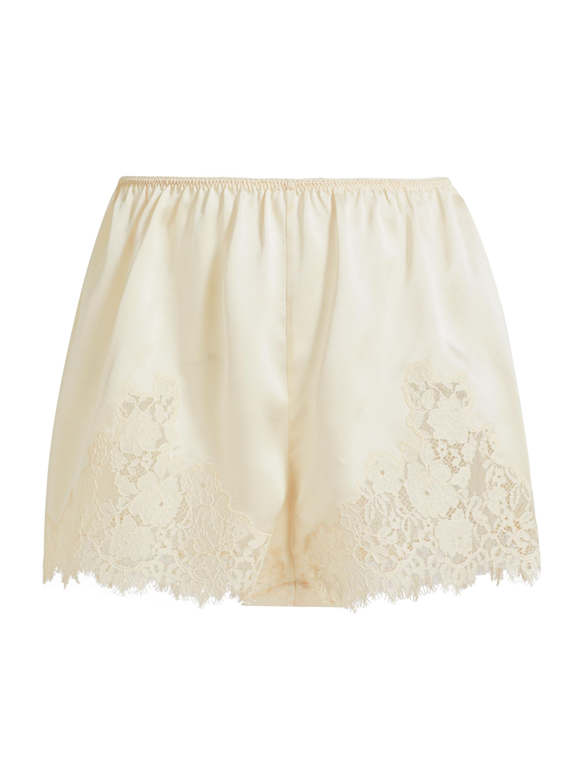 DÔEN Women's Iona Lace-Trimmed Silk Shorts - Sea Salt