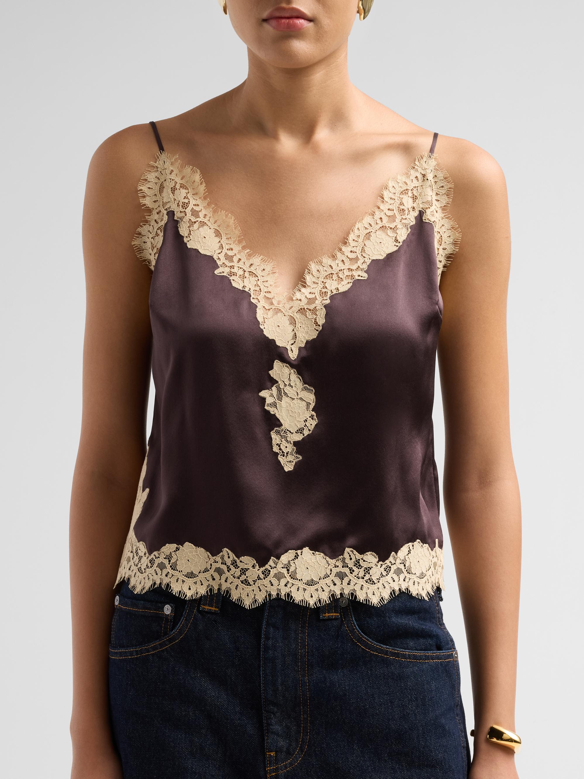 DÔEN Kira Lace-Trimmed Silk Camisole | Saks Fifth Avenue