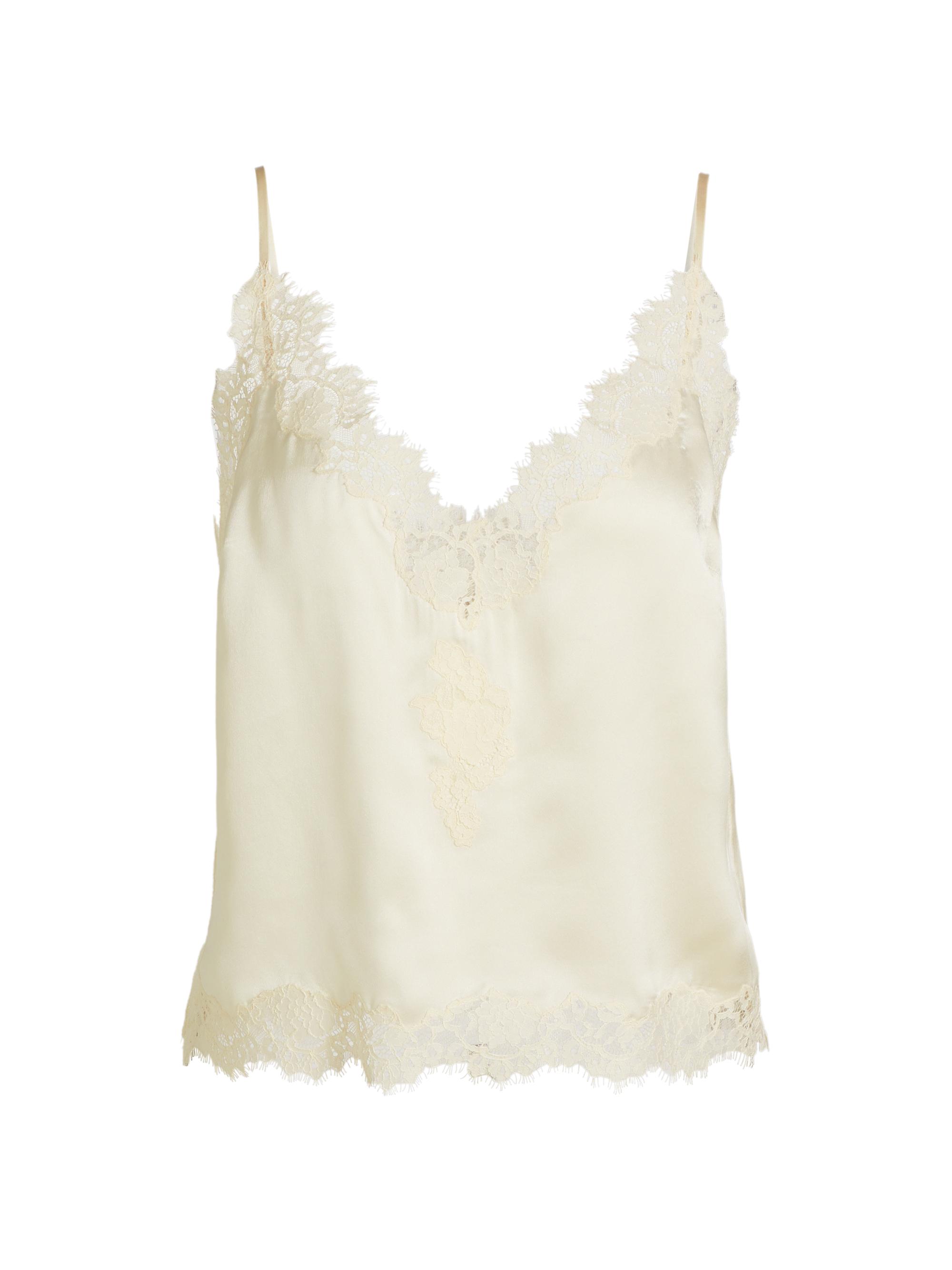 DÔEN Women's Kira Lace-Trimmed Silk Camisole - Sea Salt