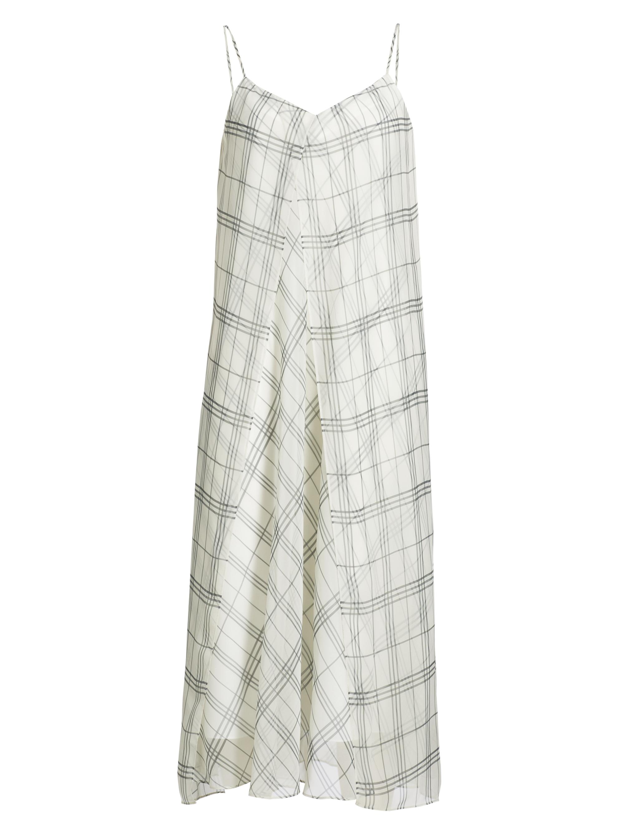 Vince Women's Fenced Plaid Paneled Midi-Dress - Off White Grey