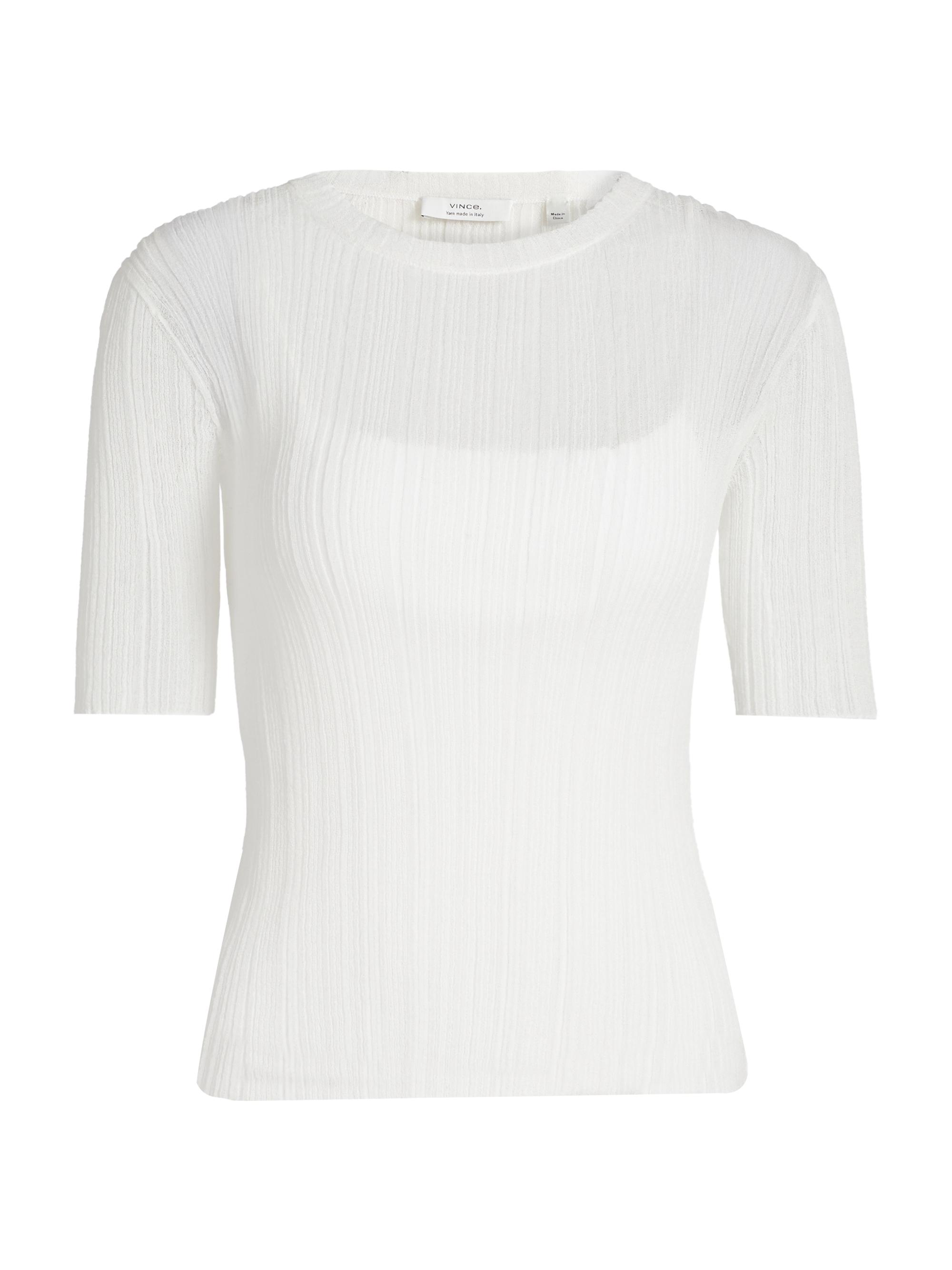Vince Women's Double Layer Rib-Knit Top - Optic White