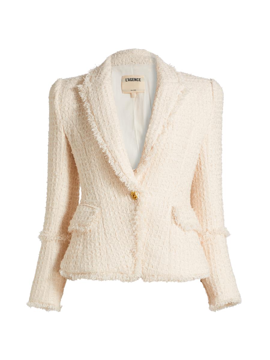 L'AGENCE Kaisley Tweed Single-Breasted Blazer | Saks Fifth Avenue
