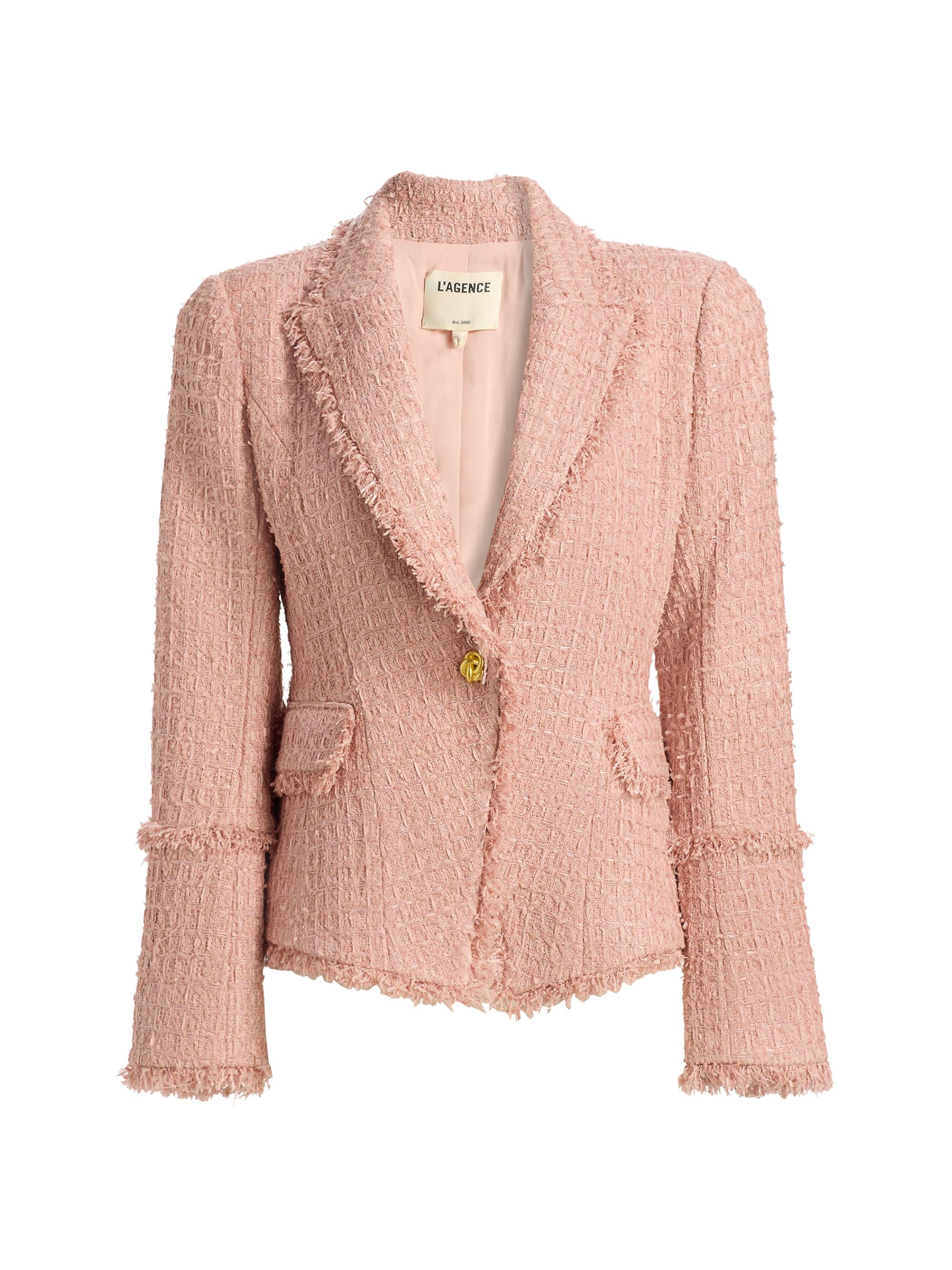 L'AGENCE Women's Kaisley Tweed Single-Breasted Blazer - Dusty Pink