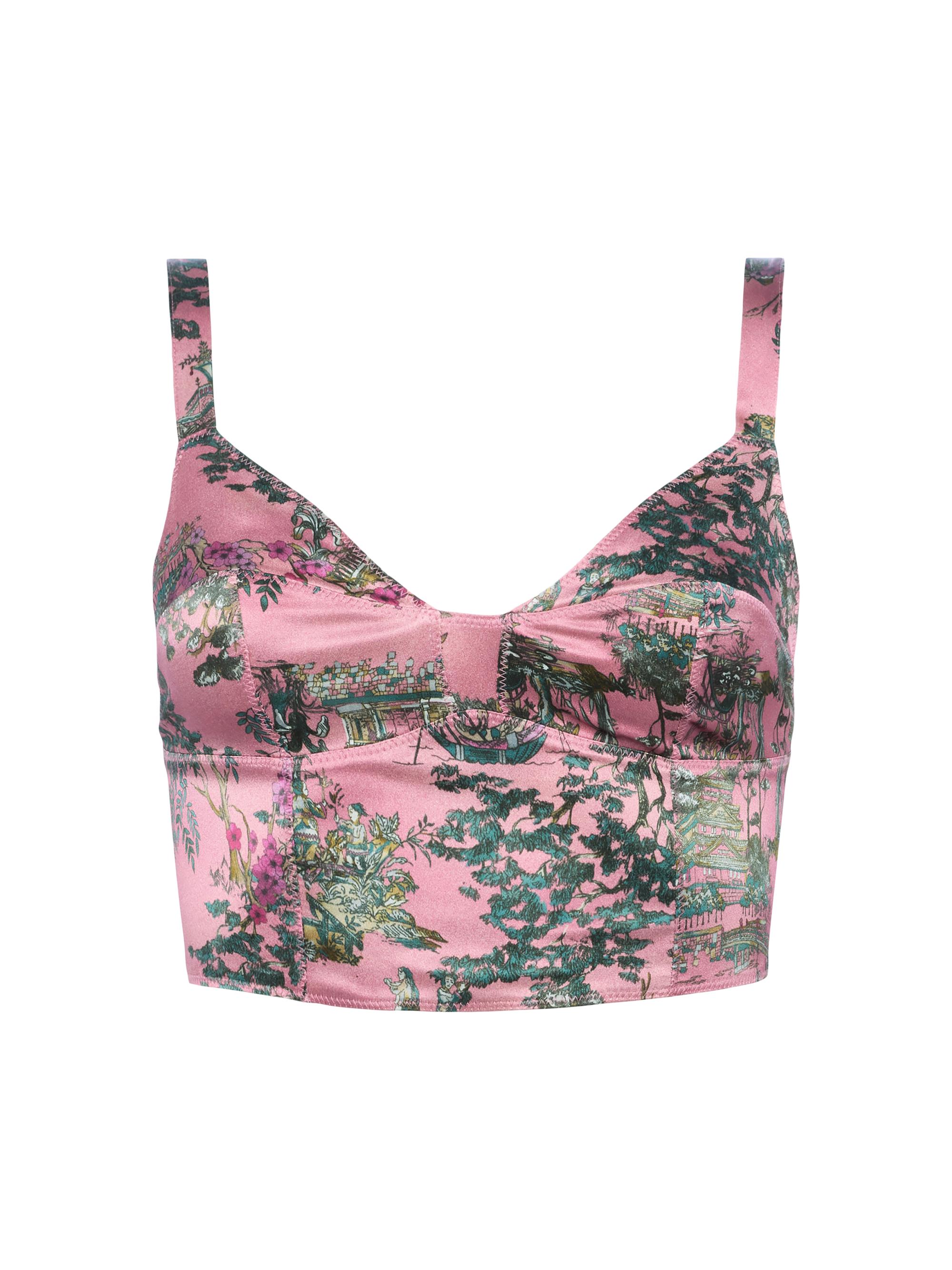 L'AGENCE Women's Kanata Bralette Top - Mauve Multi Kesi Print