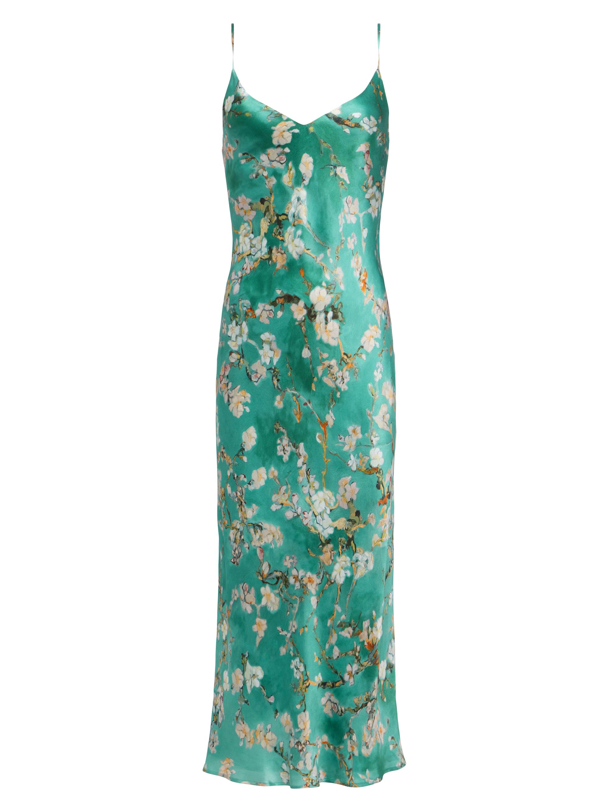 L'AGENCE Women's Seridie Slip Midi-Dress - Teal Cherry Blossom