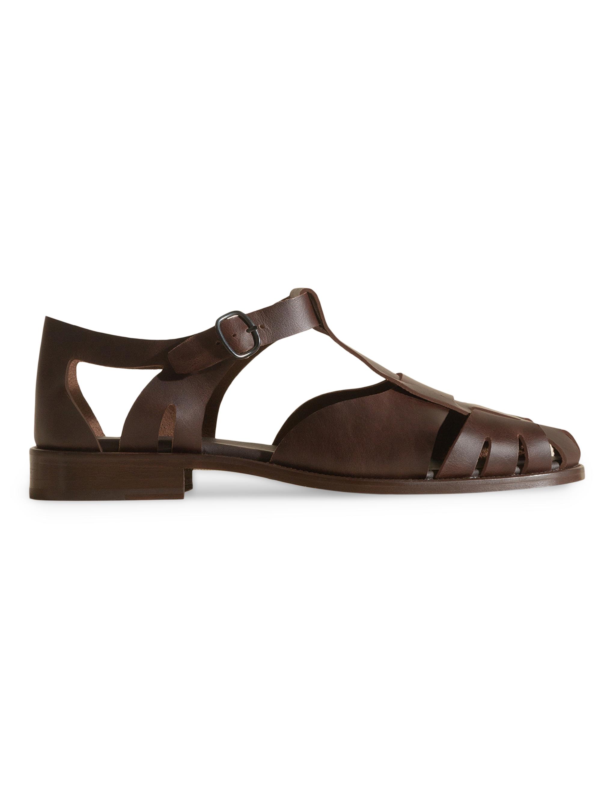 Hereu Men's Pesca Leather Fisherman Sandals - Dark Brown