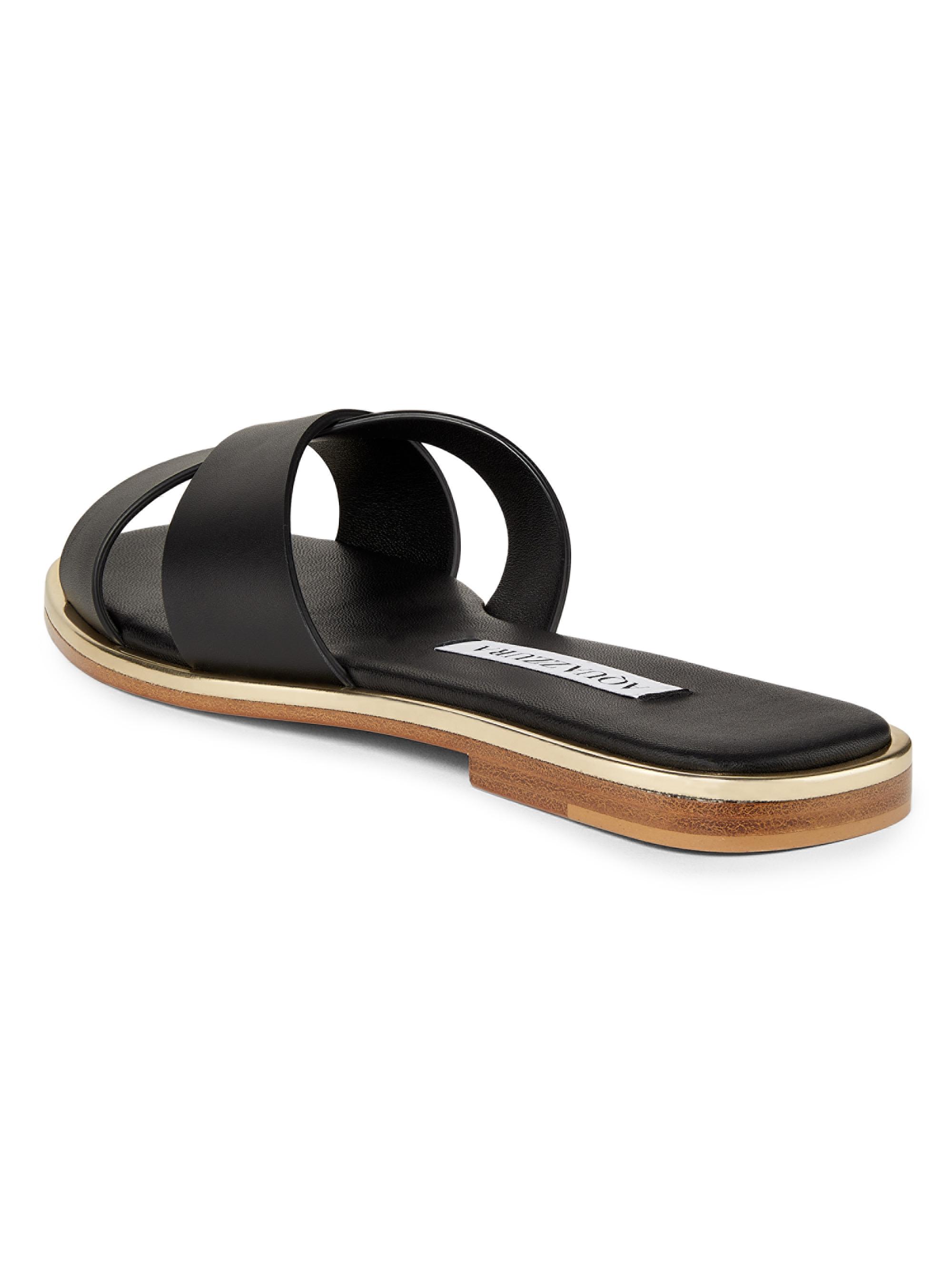 Aquazzura Divine Crisscross Leather Slide Sandals | Saks Fifth Avenue