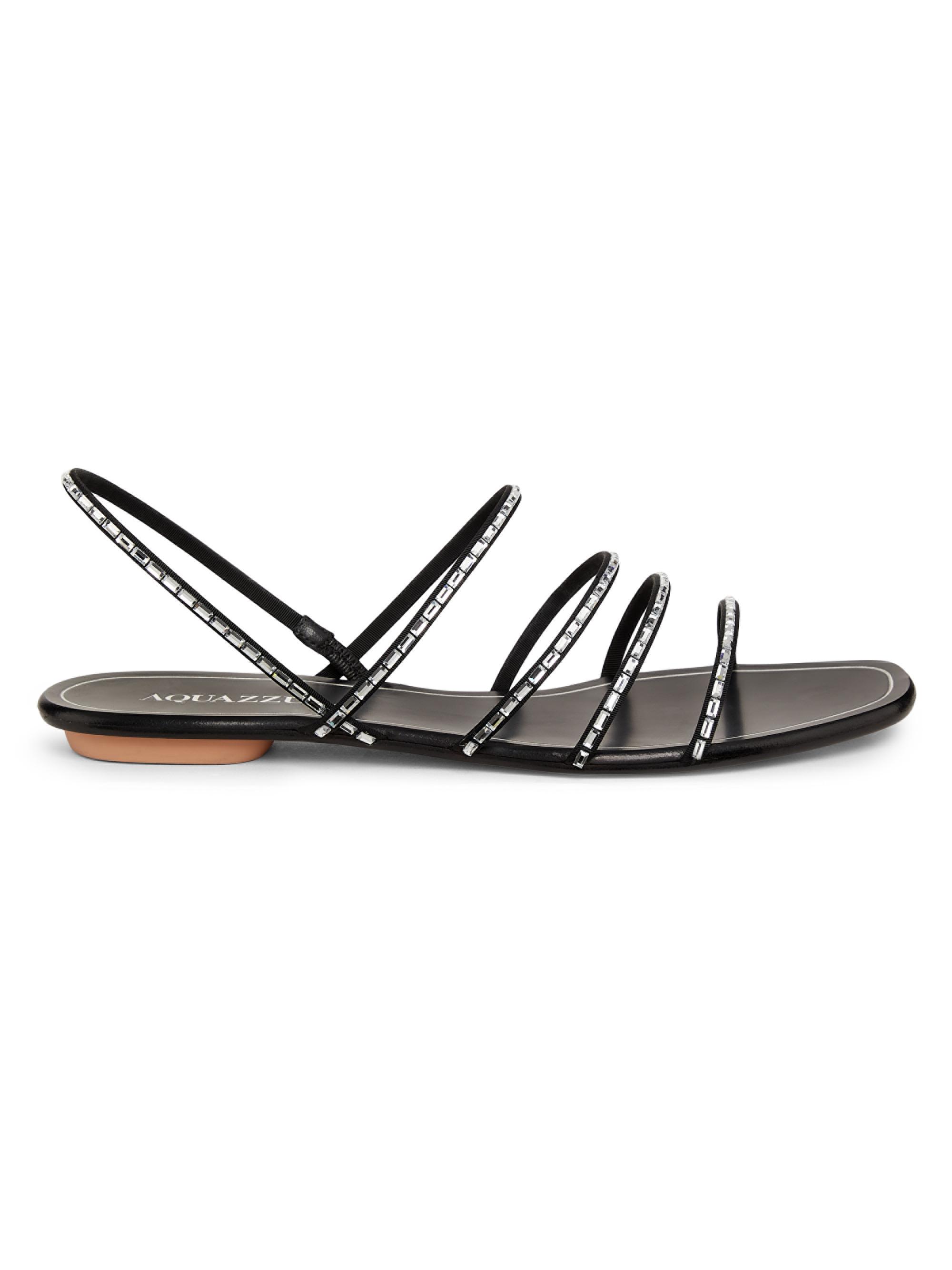 Aquazzura Mistica Crystal-Embellished Leather Sandals | Saks Fifth
