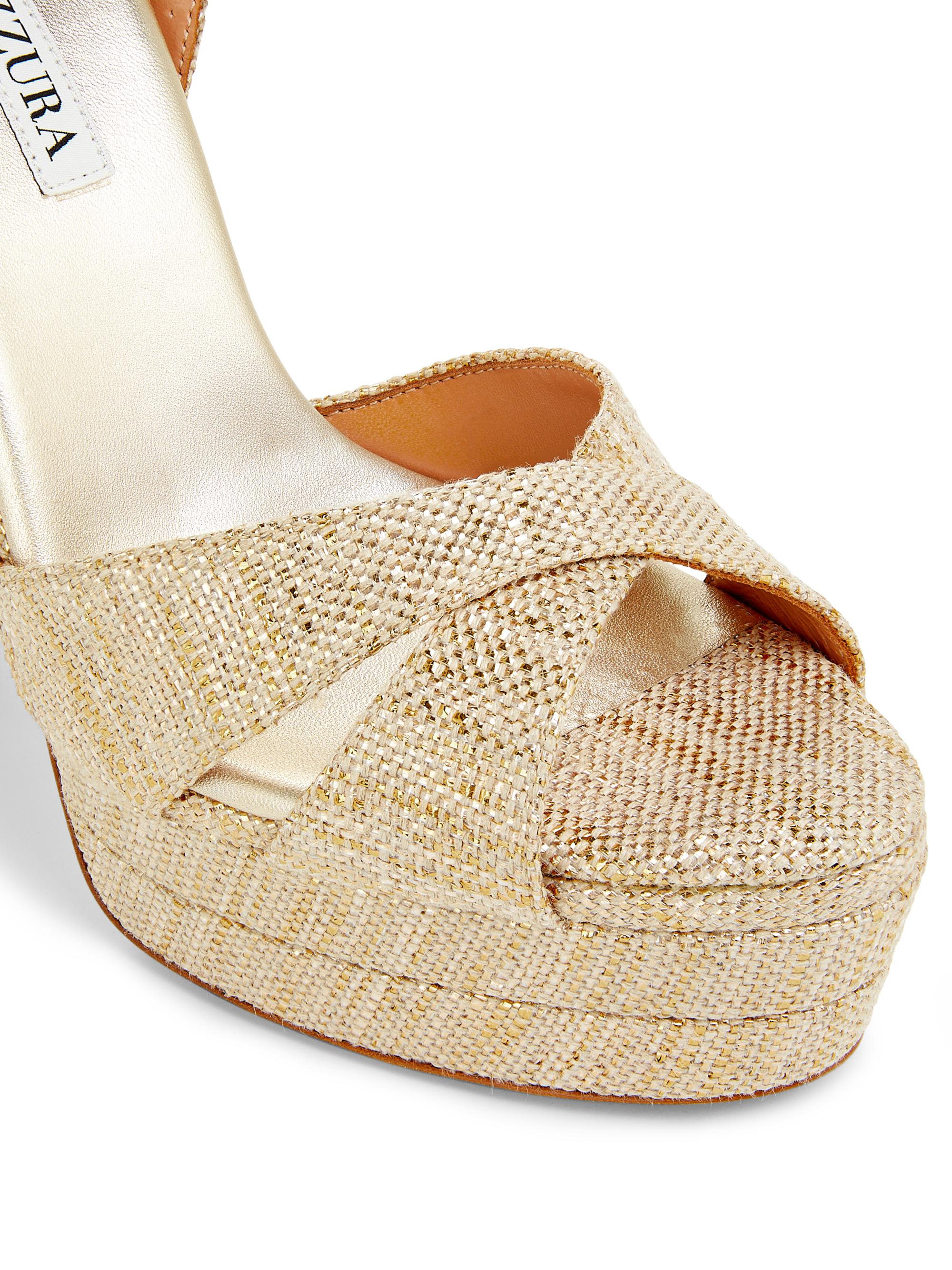 Aquazzura Divine 130MM Woven Platform Sandals | Saks Fifth