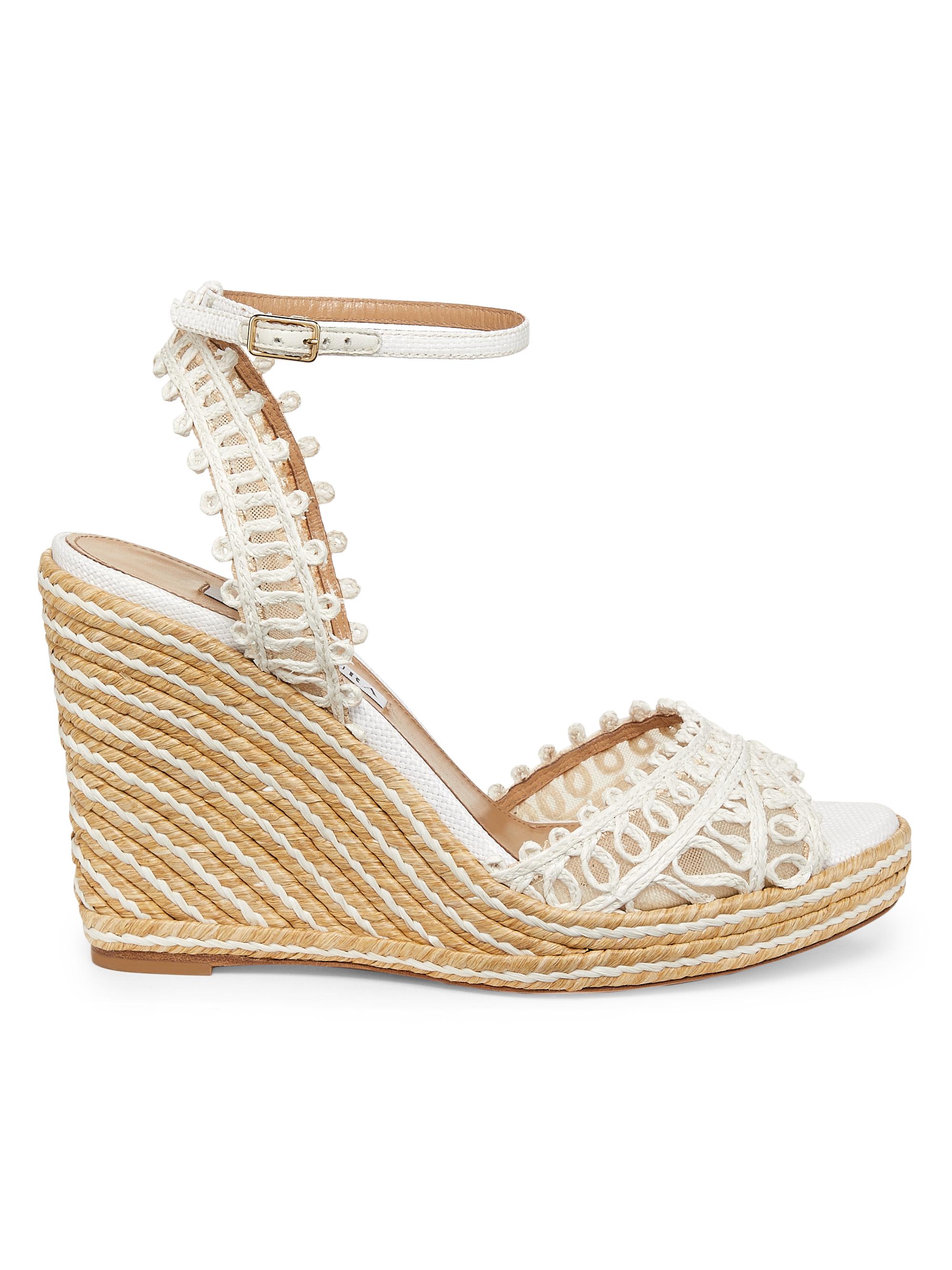 Aquazzura Women's Kahlo 105MM Embroidered Espadrille Wedges - White