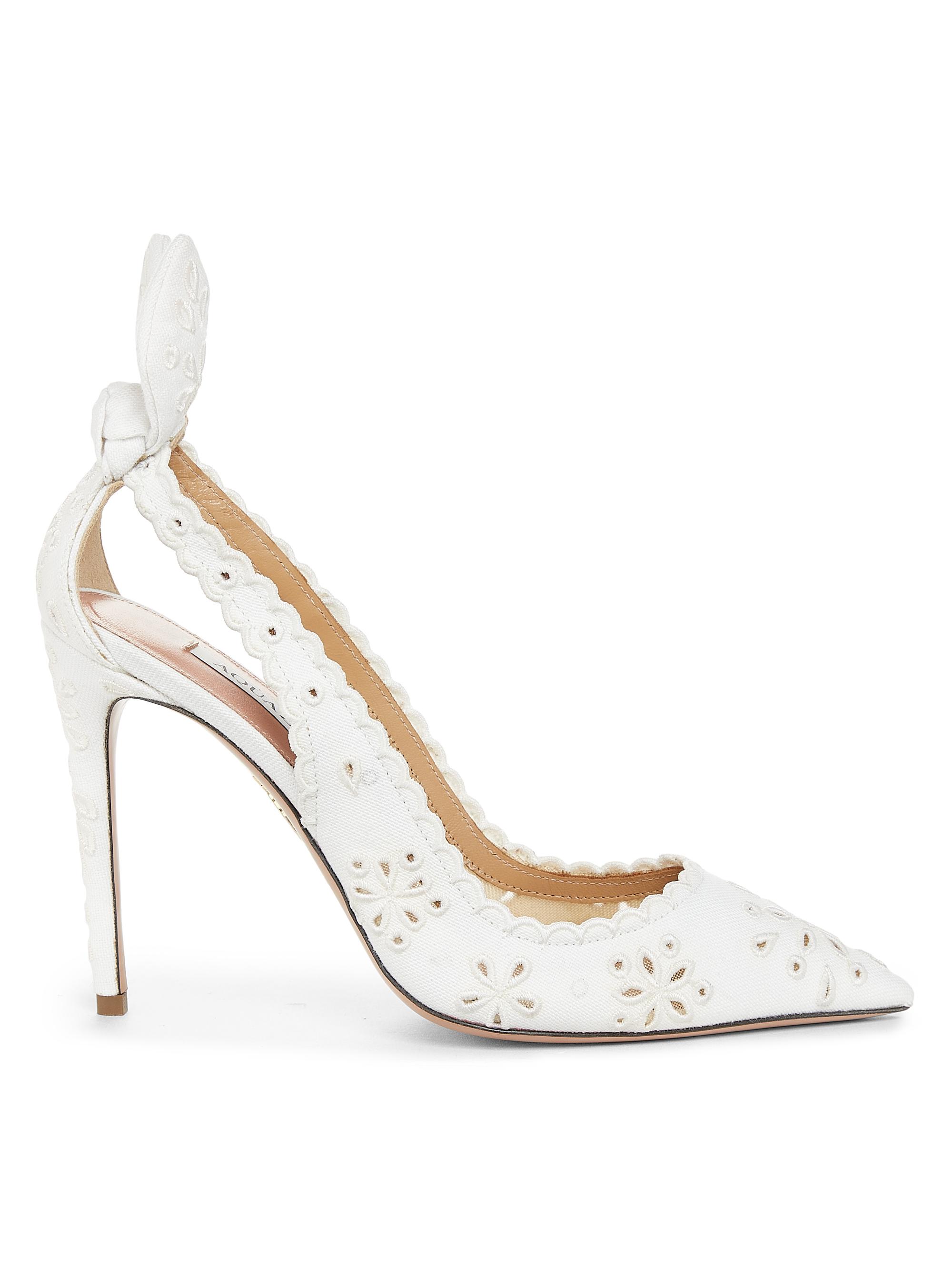 Aquazzura 105MM Broderie Bow-Tie Pumps Saks Fifth Avenue