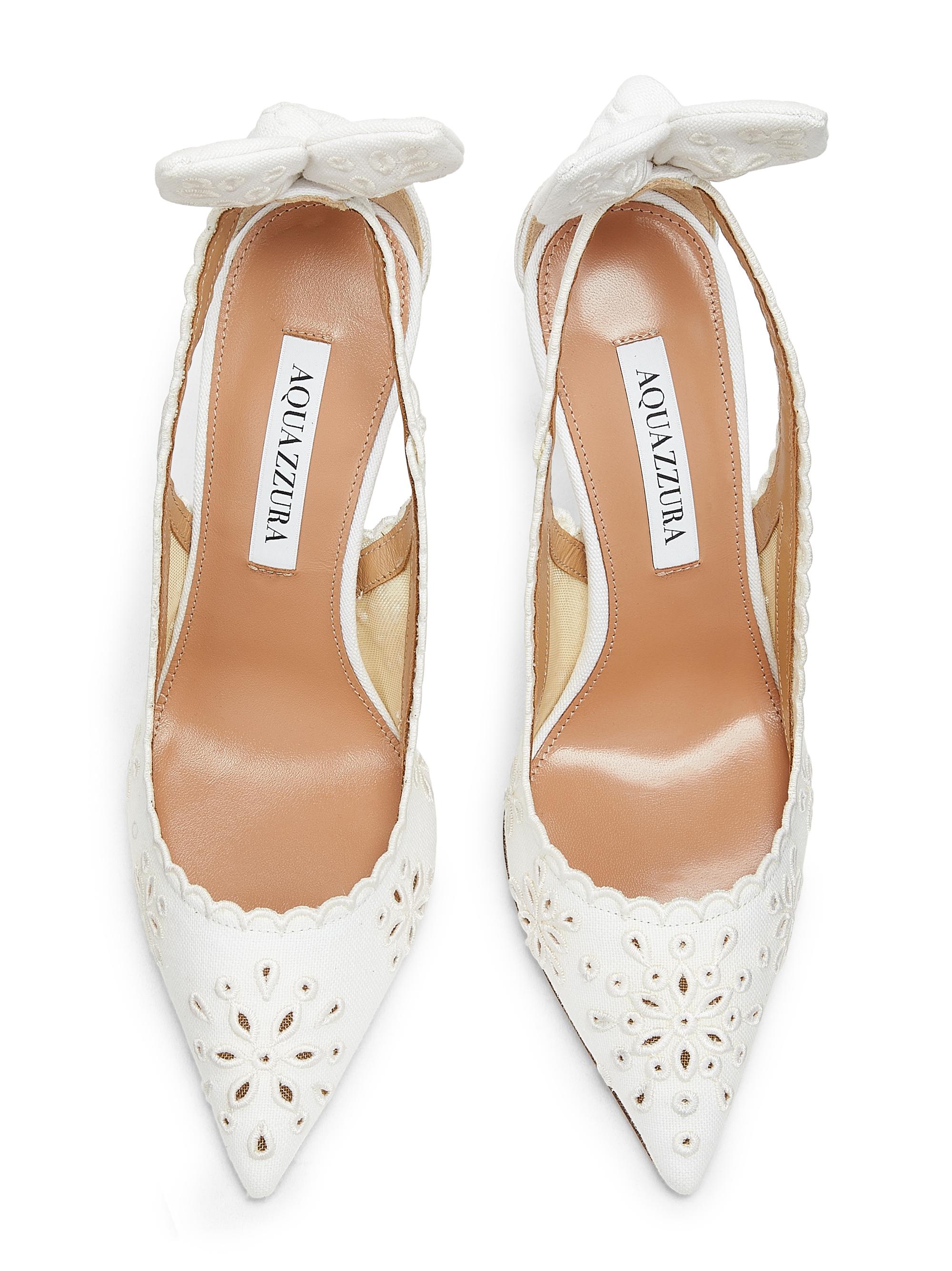 Aquazzura 105MM Broderie Bow-Tie Pumps Saks Fifth Avenue