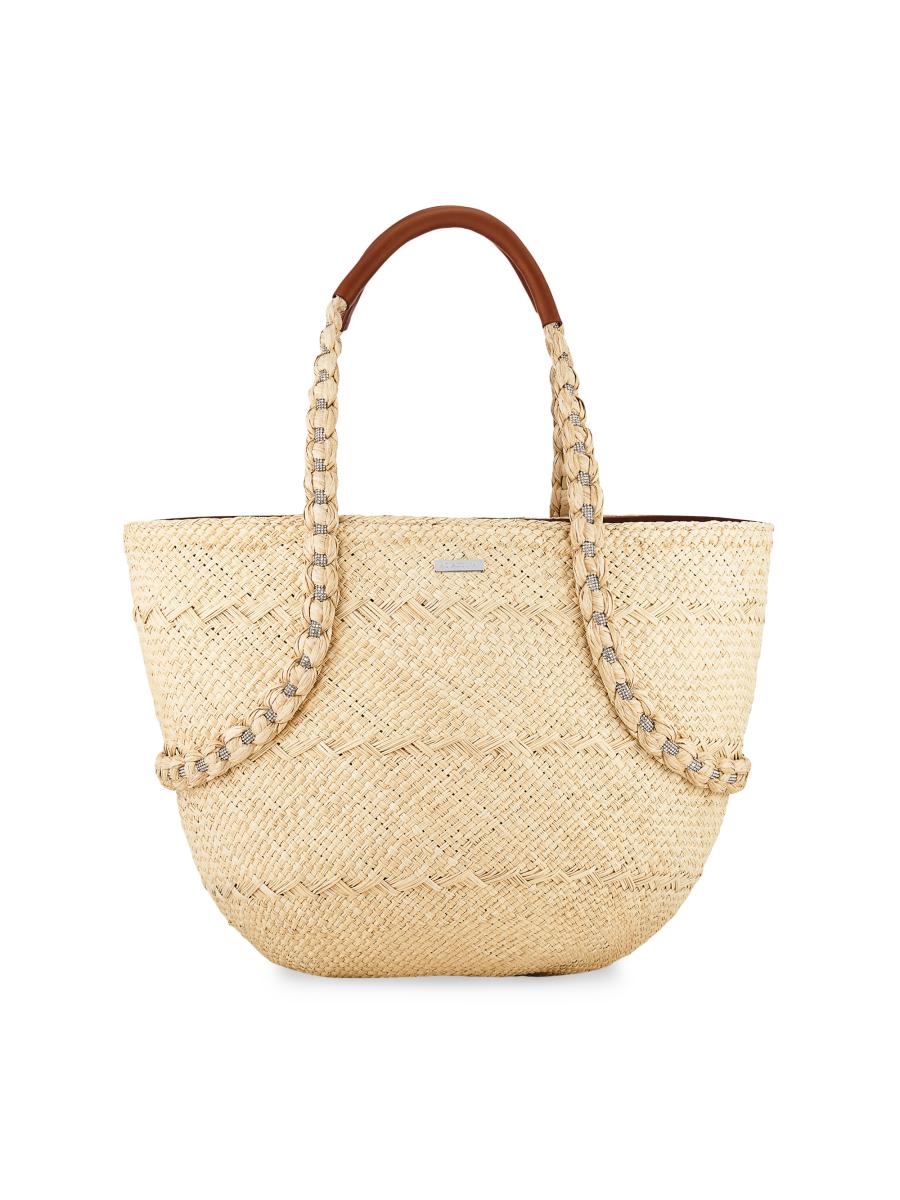 Aquazzura Isla Palm & Leather Tote Bag | Saks Fifth Avenue