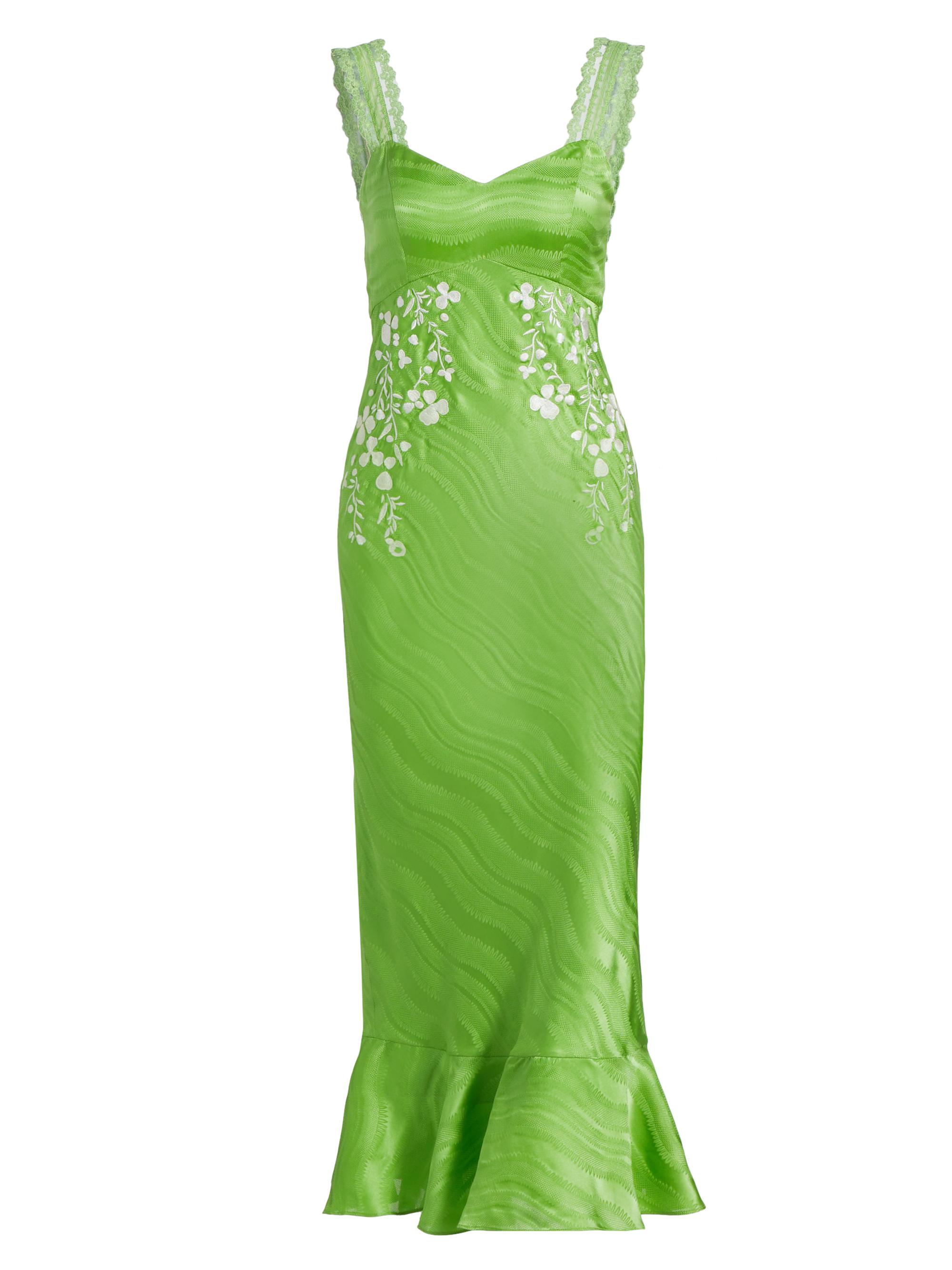 Saloni Women's Mimi Floral Embroidered Silk Midi-Dress - Ombre Serramento Print