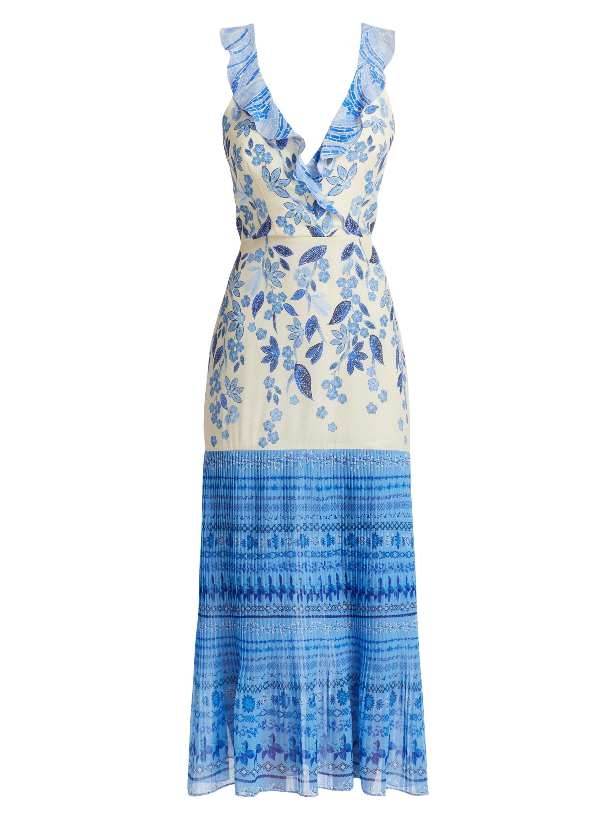 Saloni Women's Amy Silk Ruffled Midi-Dress - Millieflori