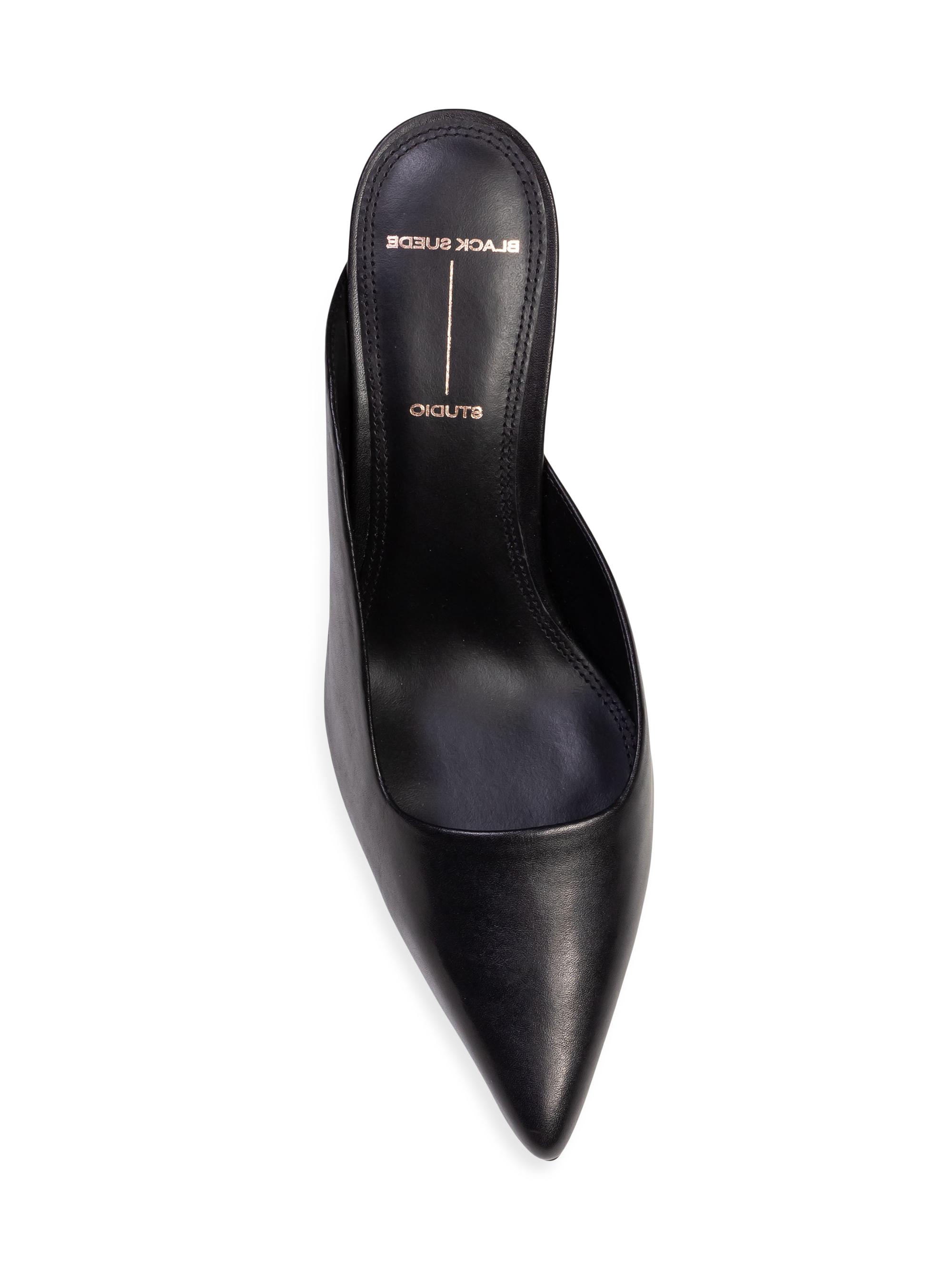 Black Suede Studio Icon 80MM Leather Mules | Saks Fifth Avenue