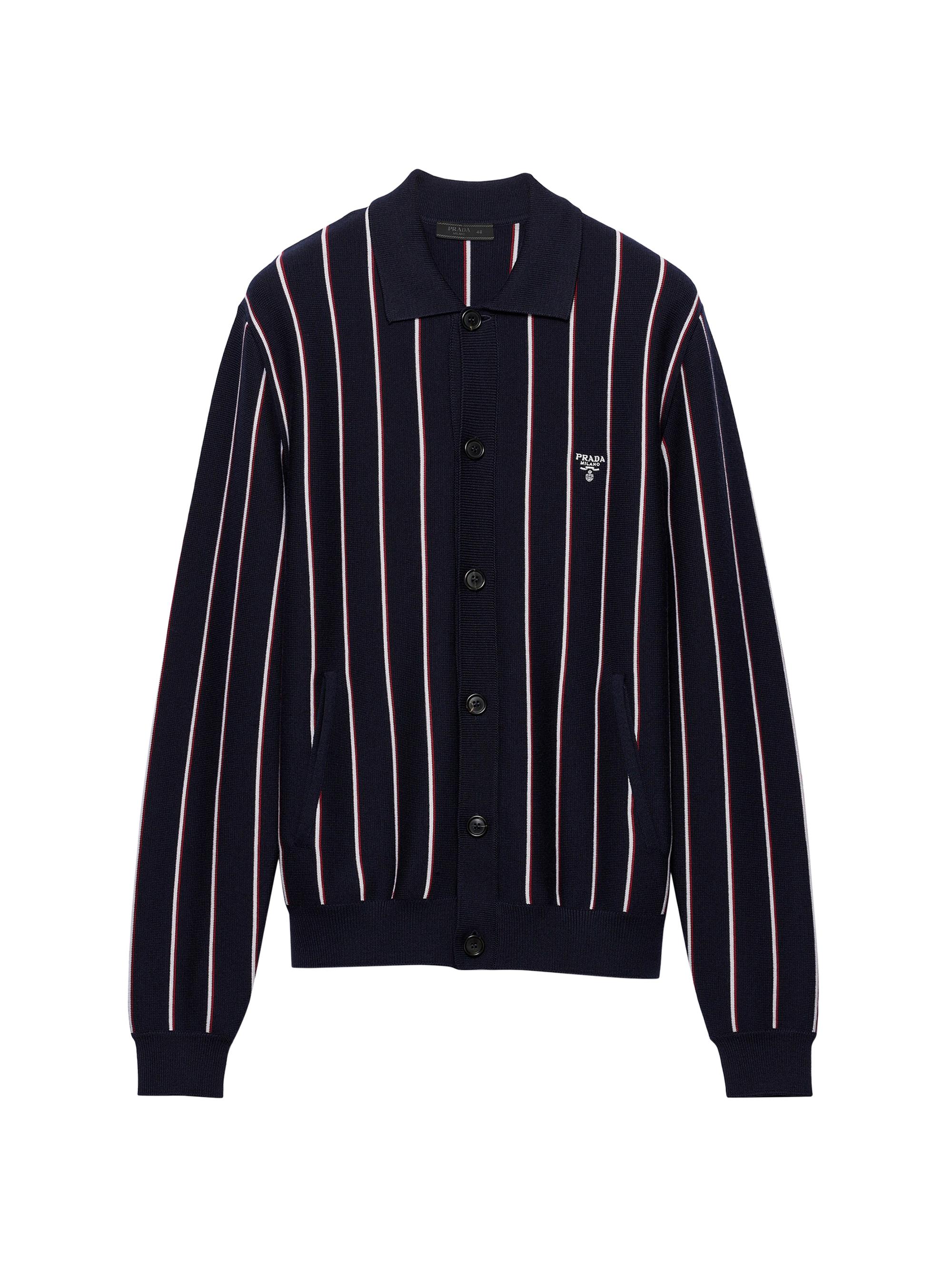 Prada Men's Striped Wool Cardigan - Blue