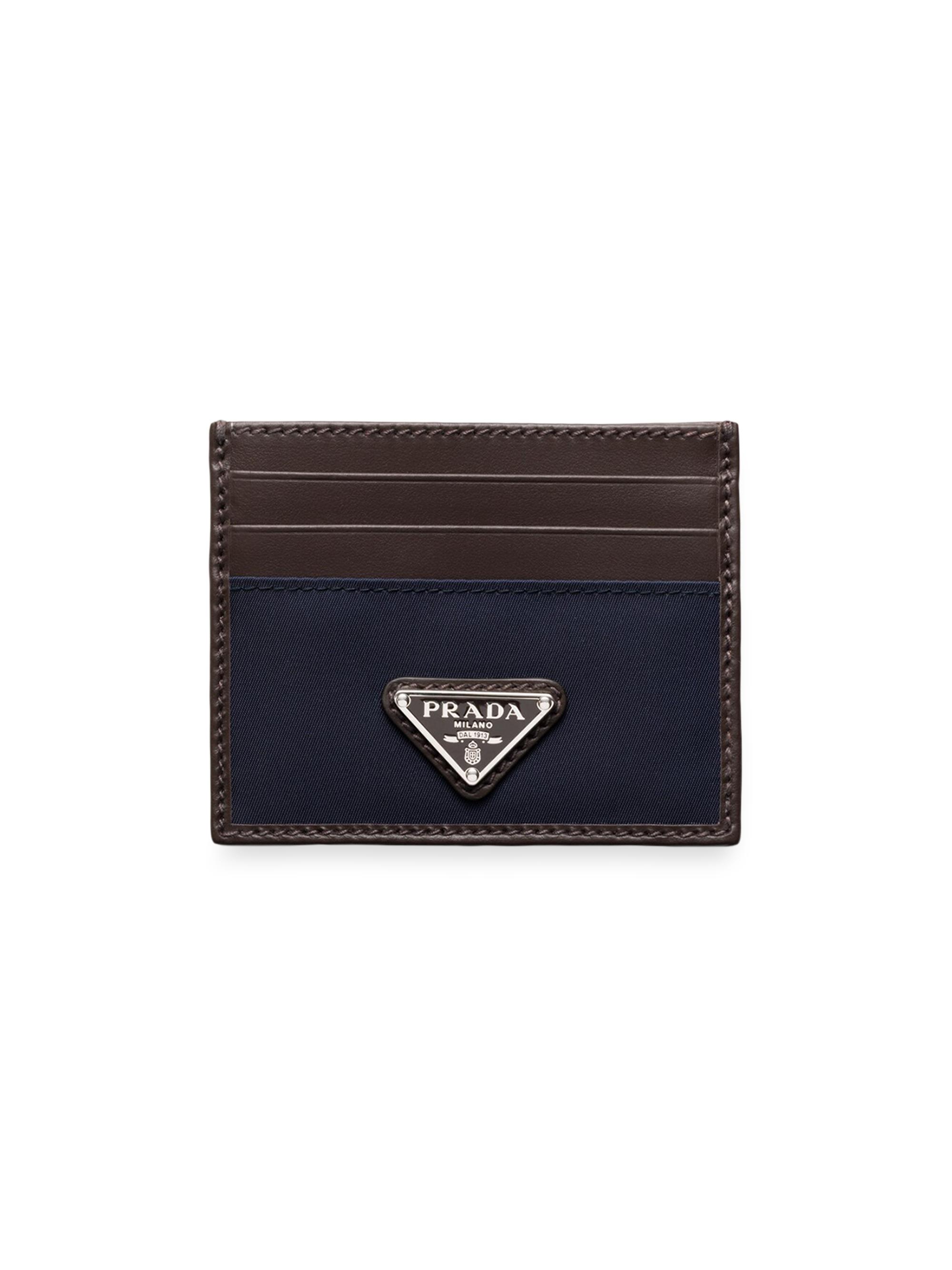 Prada Men's Re-Nylon and Leather Card Holder - Blue