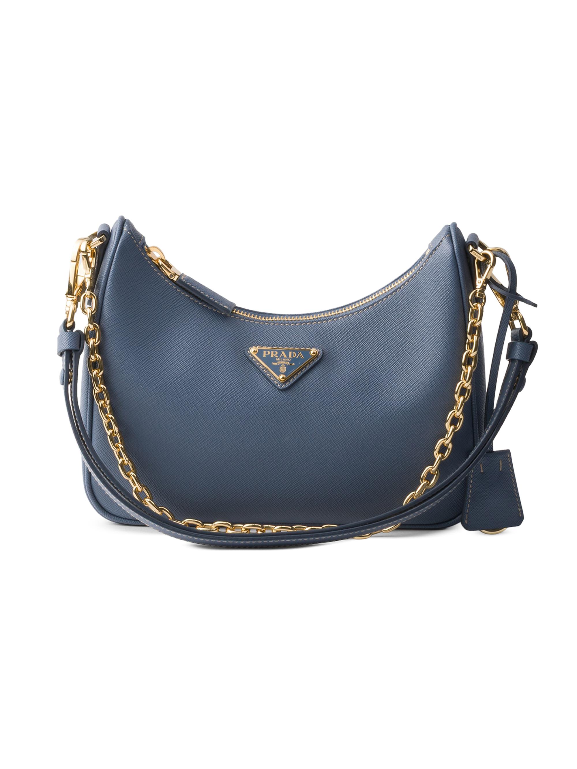 Prada Women's Re-Edition Saffiano Leather Shoulder Bag - Blue - Women's Bags