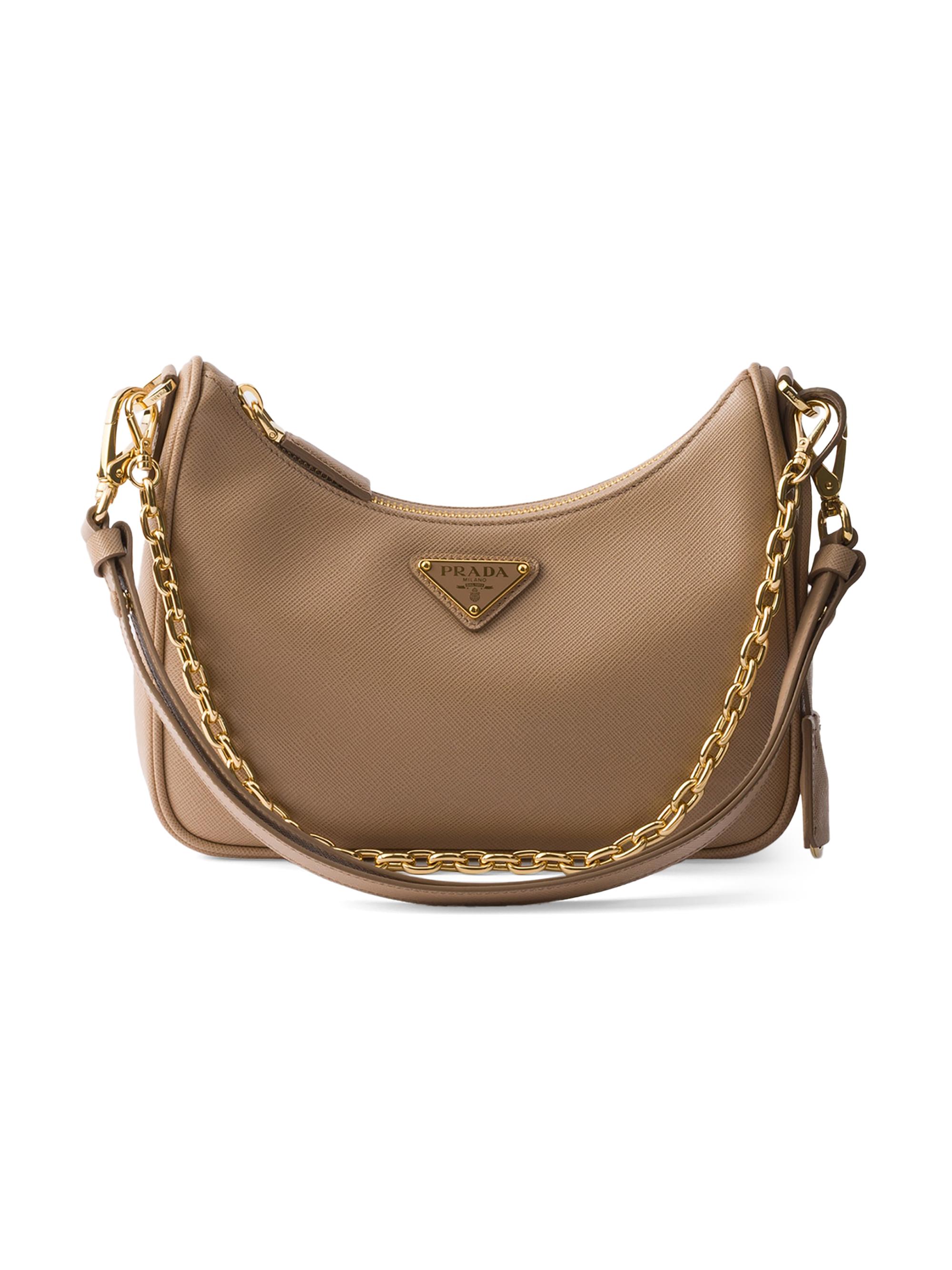 Prada Women's Re-Edition Saffiano Leather Shoulder Bag - Light Brown
