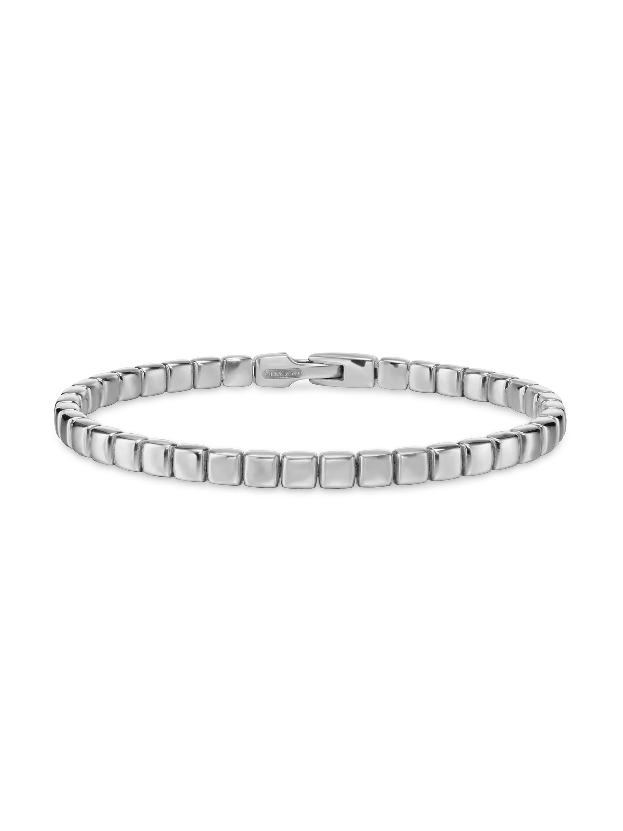David Yurman Men's Spiritual Beads Tile Bracelet in 18K White Gold, 4.7MM - Gold