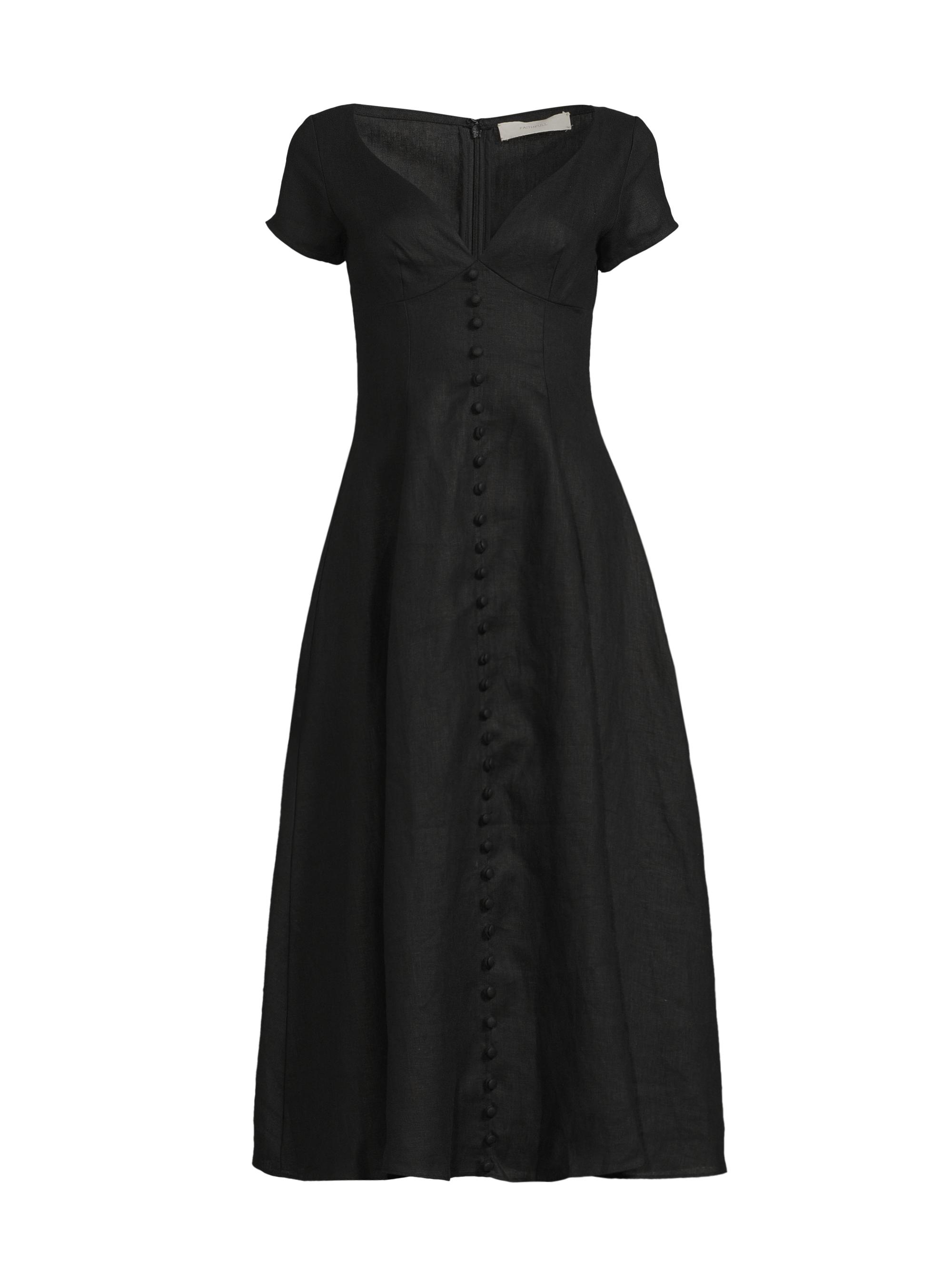 Faithfull the Brand Women's Delphine Linen A-Line Midi-Dress - Black