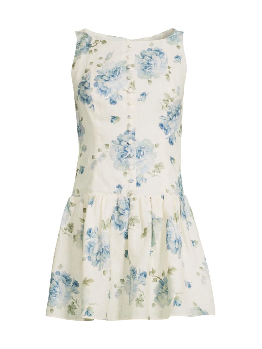 Faithfull the Brand Blair Floral Linen Minidress | Saks Fifth Avenue