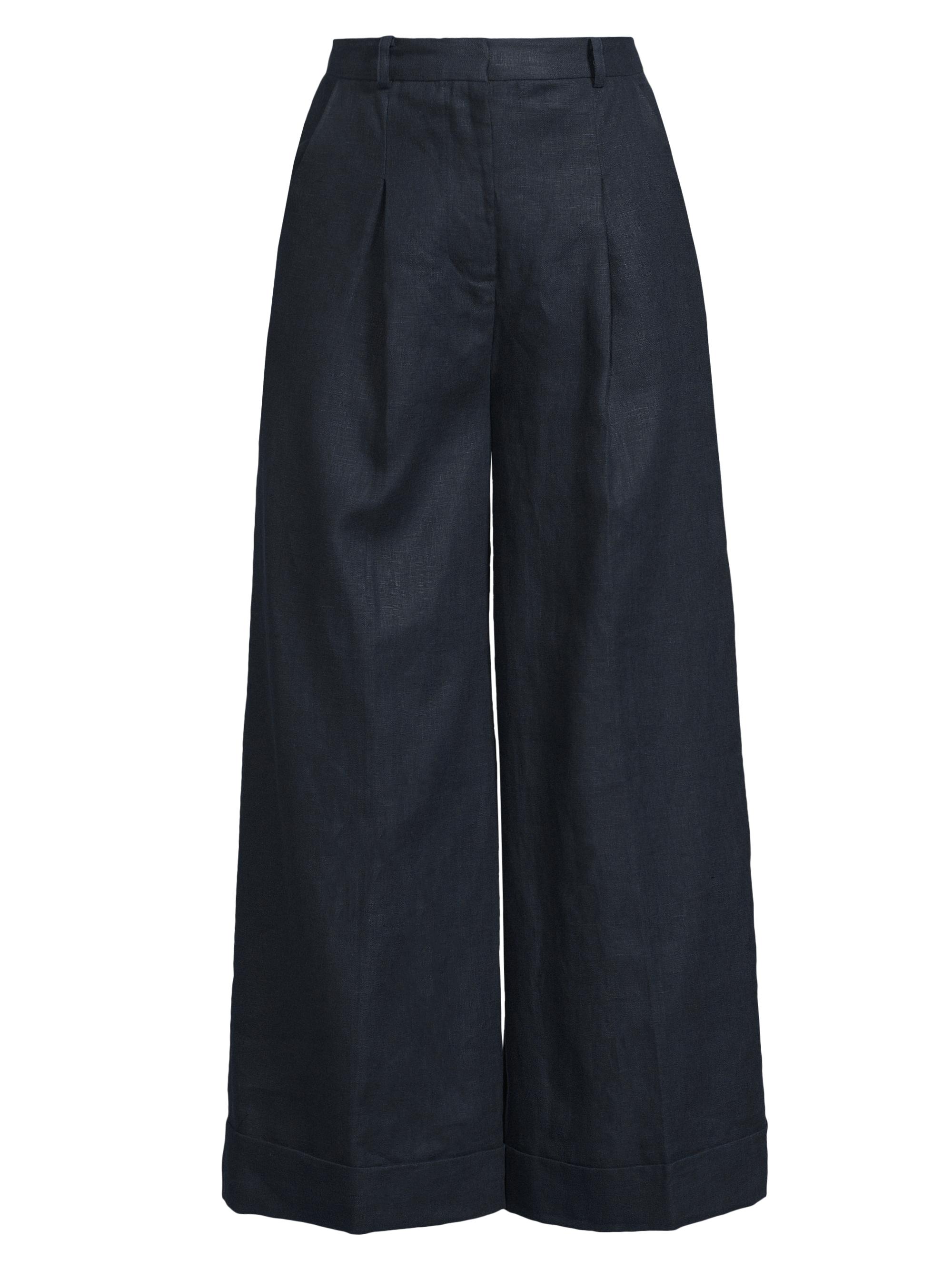 Faithfull the Brand Women's Clove Linen High-Rise Wide-Leg Trousers - Navy