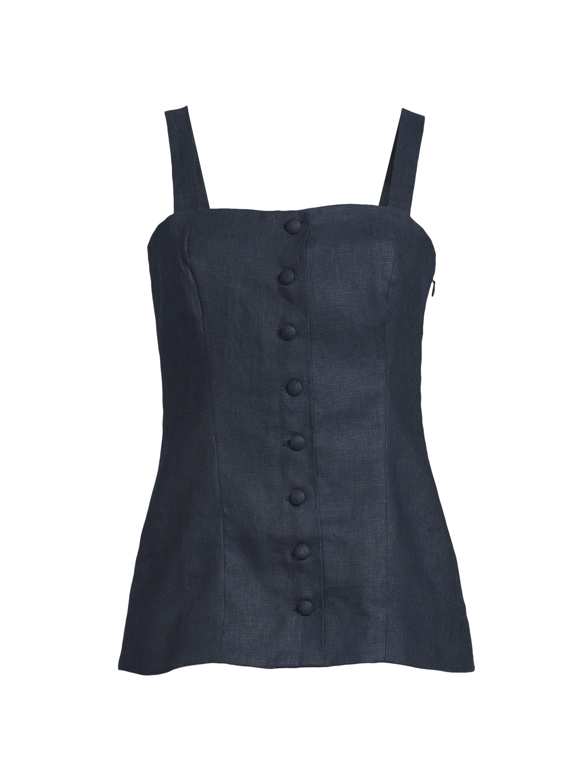 Faithfull the Brand Women's Corbiere Button-Detailed Linen Top - Navy