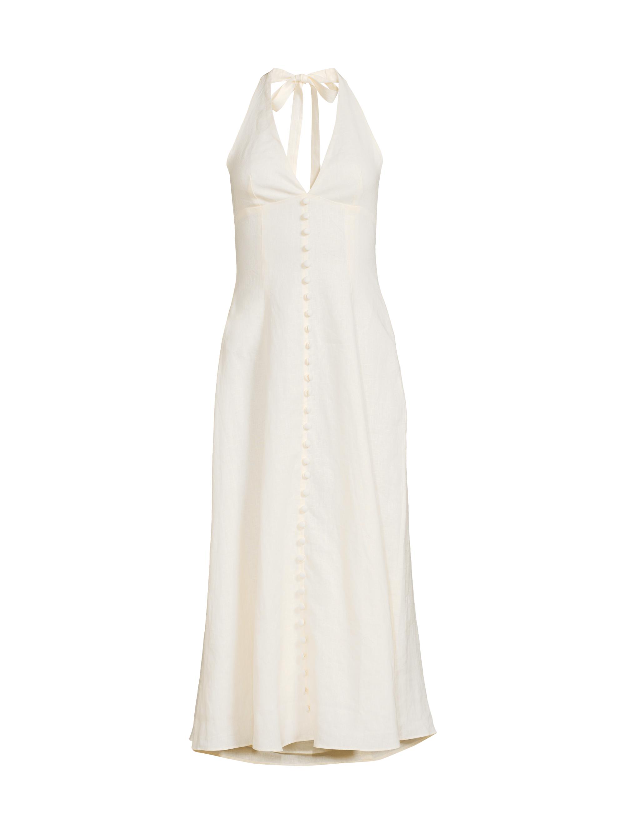 Faithfull the Brand Women's Marie Linen Halterneck Midi-Dress - White