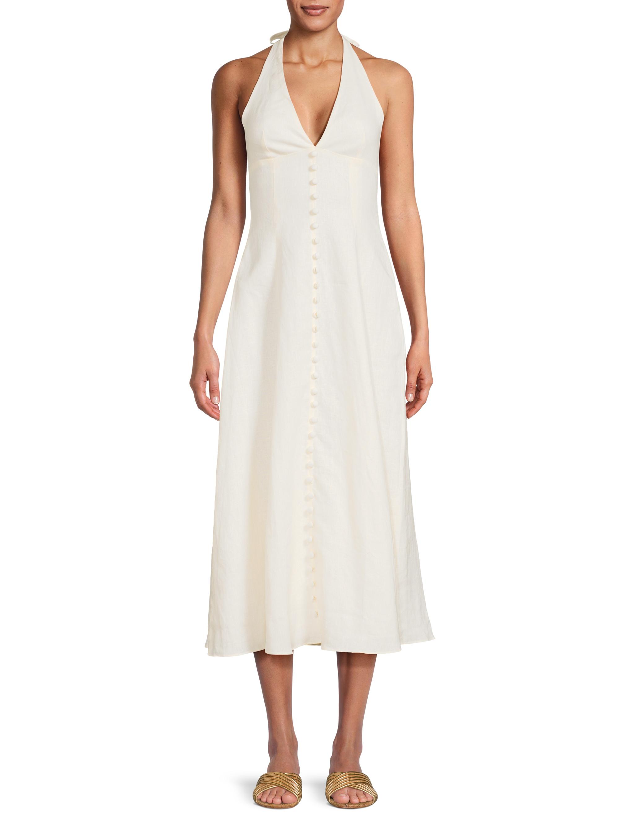 Faithfull the Brand Marie Linen Halterneck Midi-Dress | Saks Fifth Avenue