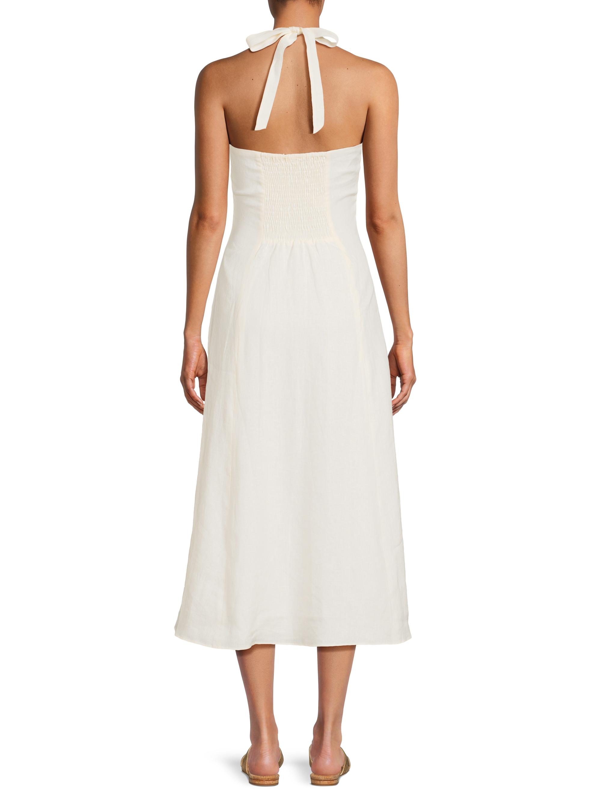 Faithfull the Brand Marie Linen Halterneck Midi-Dress | Saks Fifth Avenue