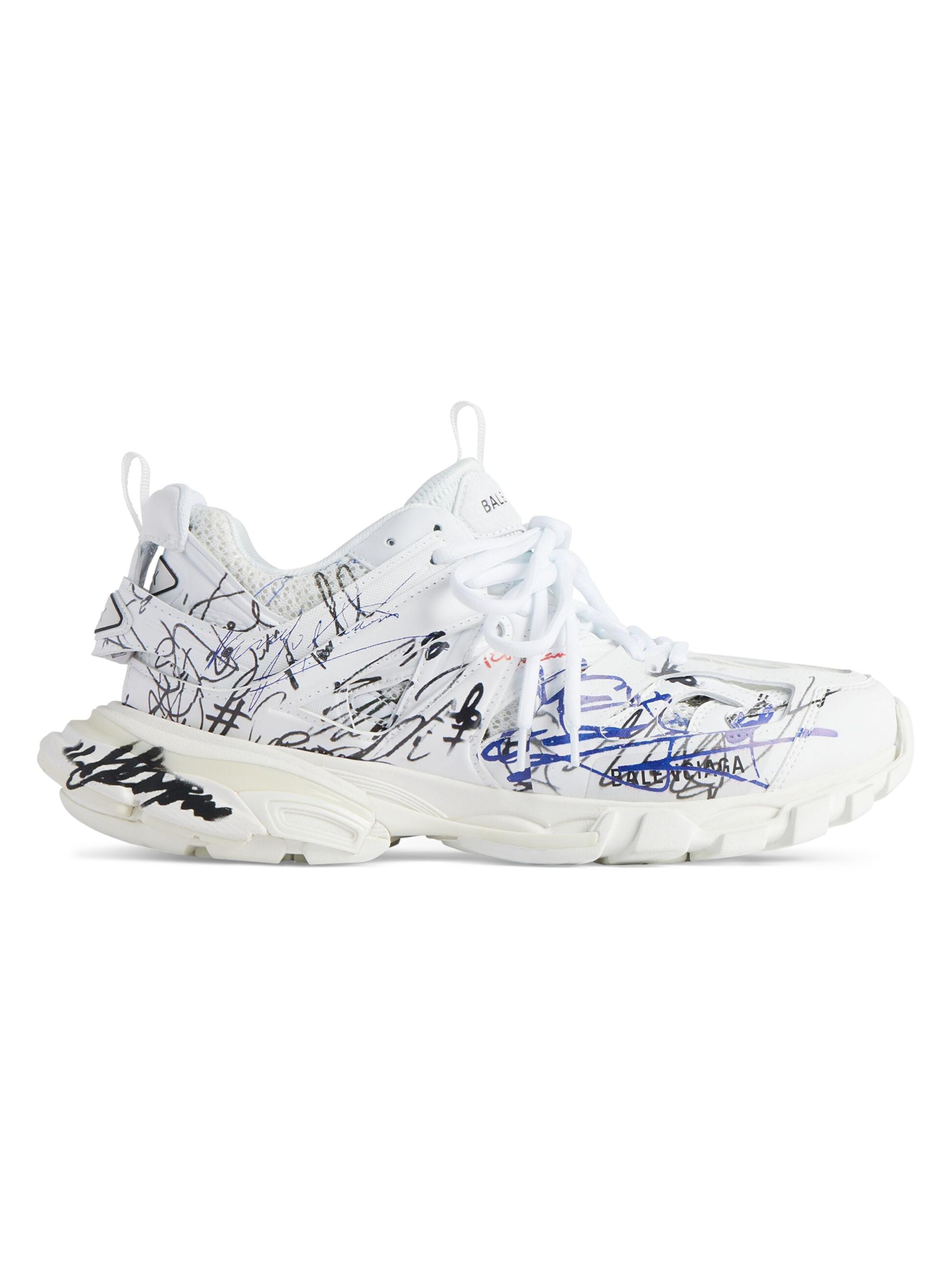 Balenciaga Men's Track Autographed Sneakers - White
