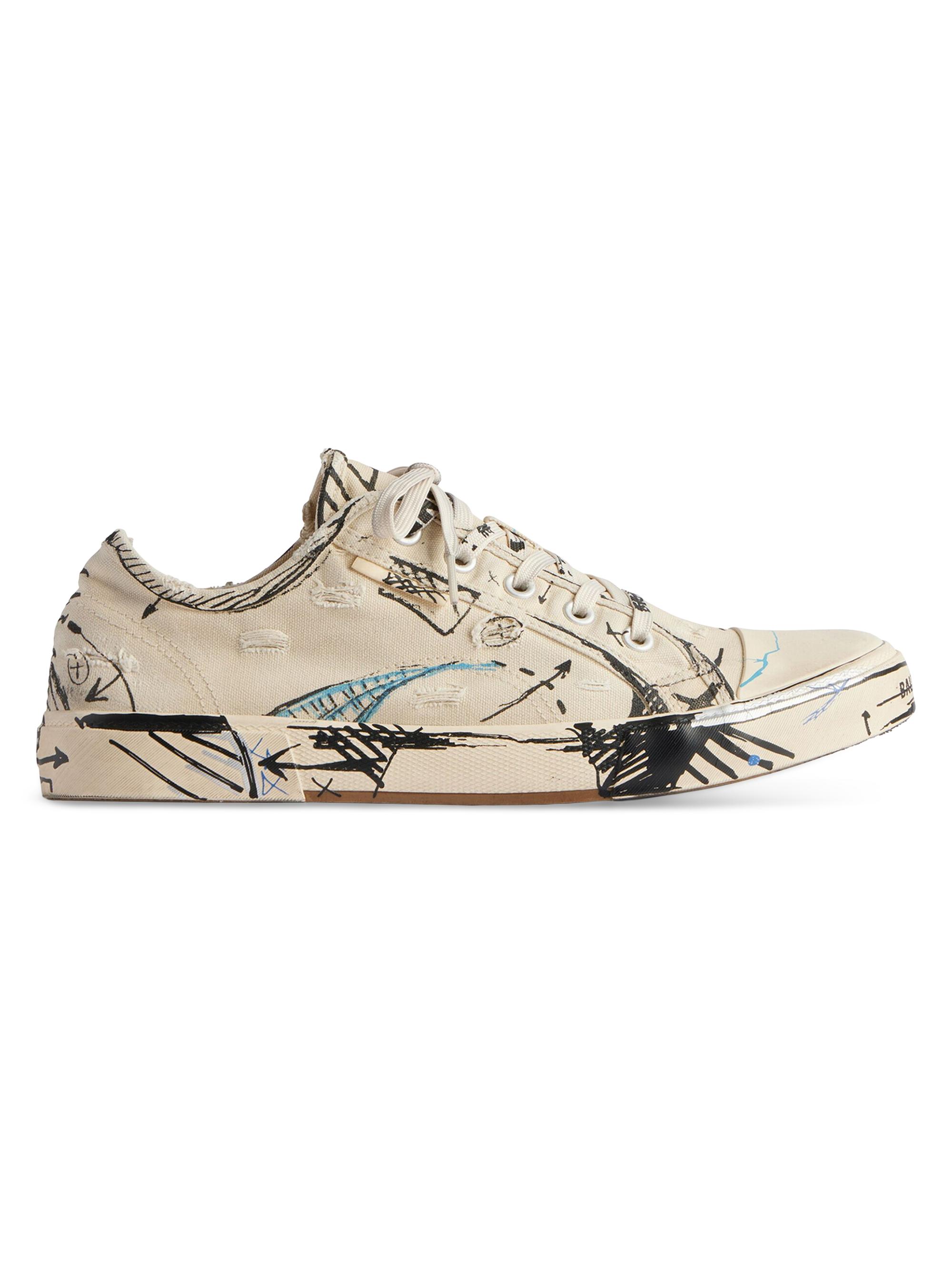 Balenciaga Men's Paris Low-Top Sketch Sneakers - Light Beige