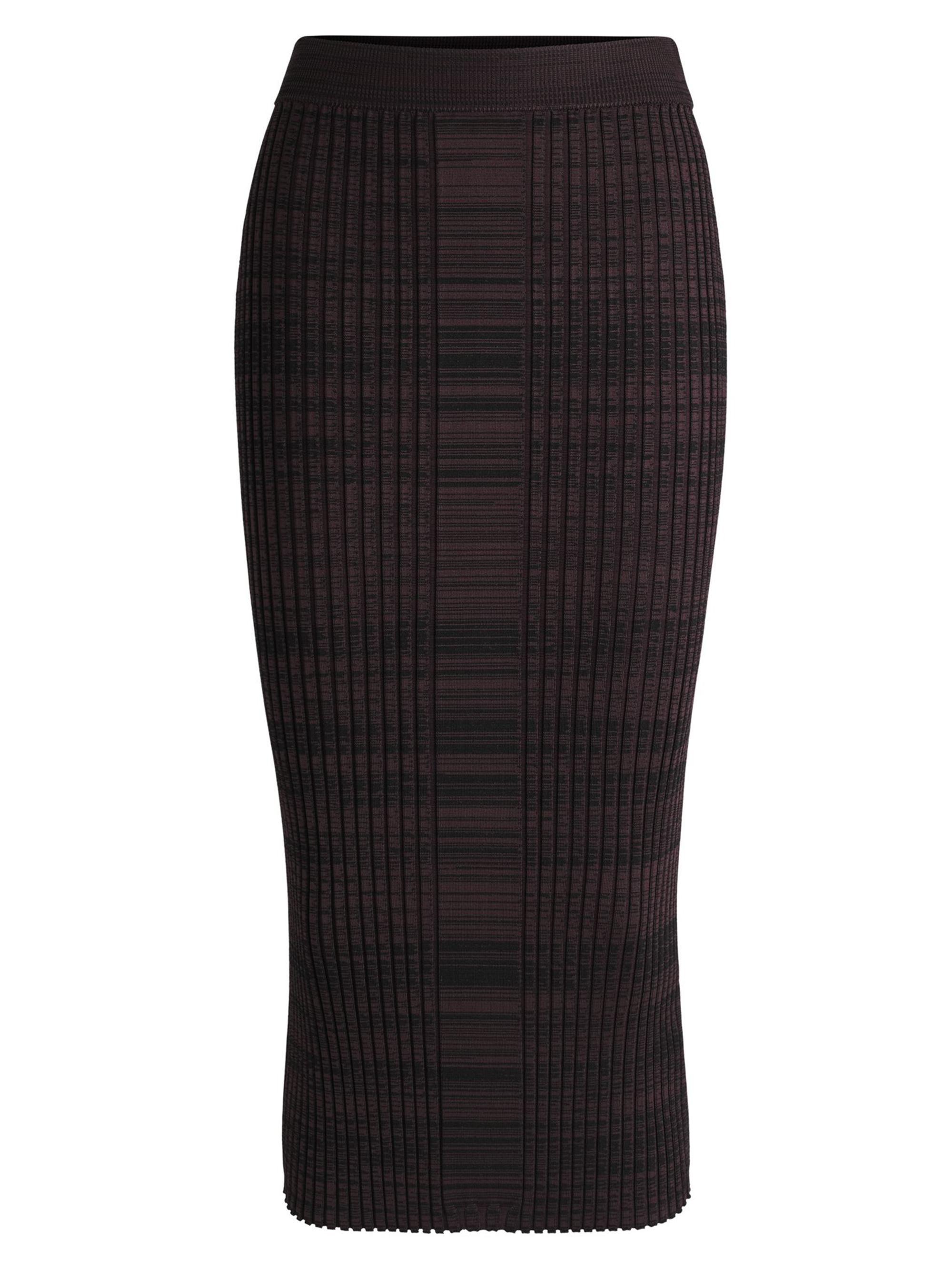 BOSS Women's Ribbed-Knit Midi Skirt in Mouliné Yarns - Sorted Dark